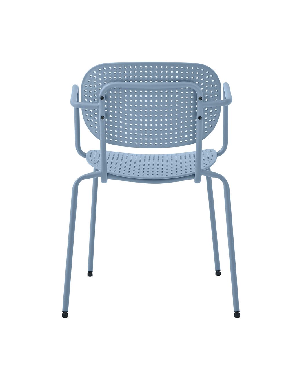 Light Blue Plastic Armchair With Metal Frame