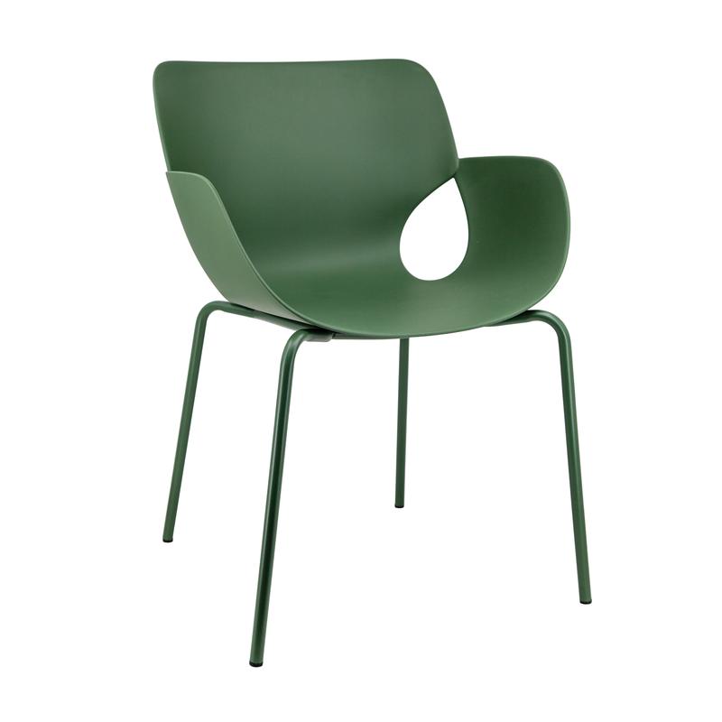 Plastic Shell Dining Armchair with Powder Coated Metal Legs