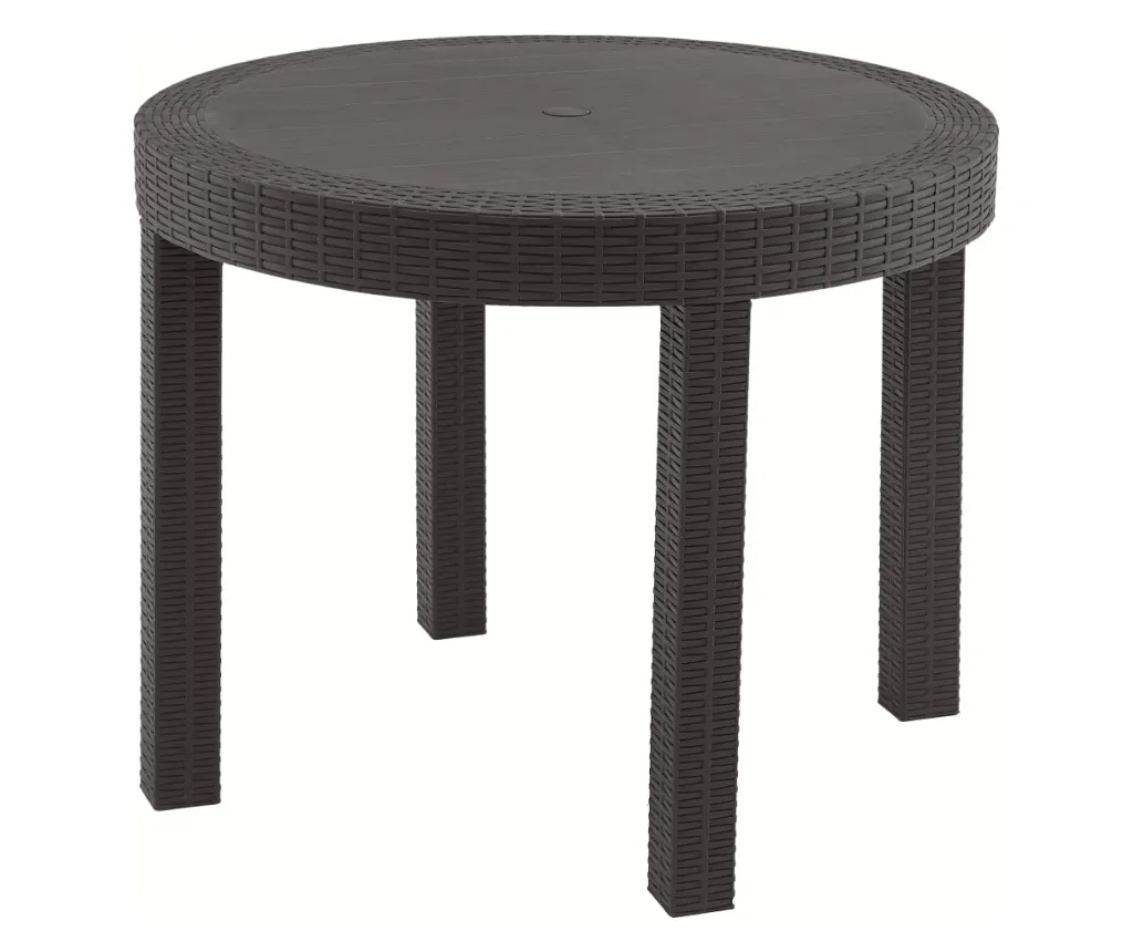 Commercial Round PP Outdoor Dining Table, Simulated Rattan Texture, Knock-down Assembly for Patio, Cafe & Restaurant-PP Chair