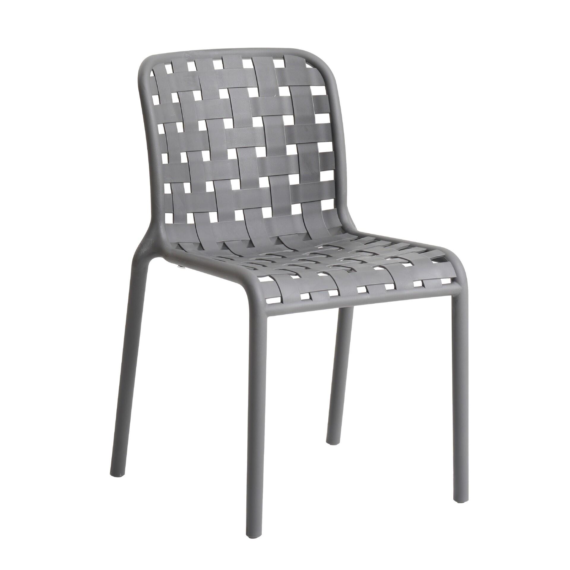 GFPP Monobloc Stackable Plastic Side Chair, Integrated Woven Weave Design for Commercial Outdoor Restaurant & Patio-PP Chair