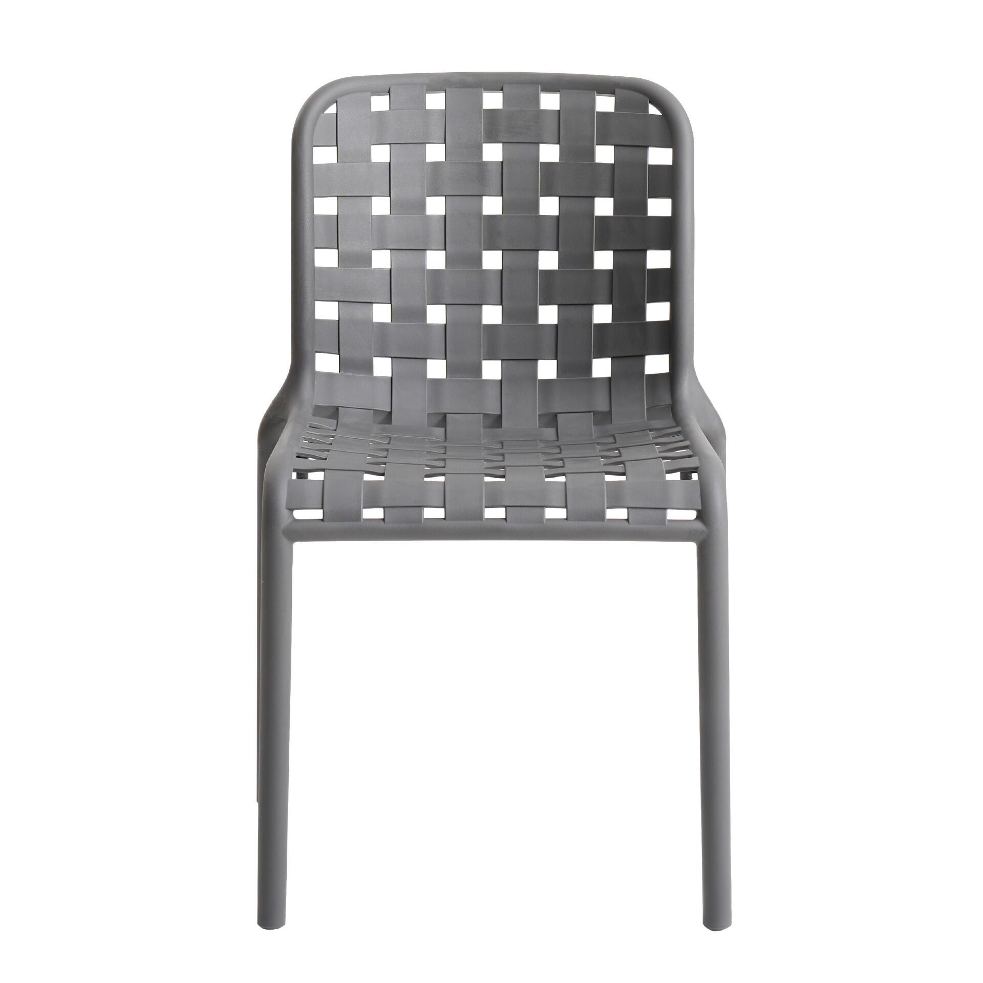 GFPP Monobloc Stackable Plastic Side Chair, Integrated Woven Weave Design for Commercial Outdoor Restaurant & Patio
