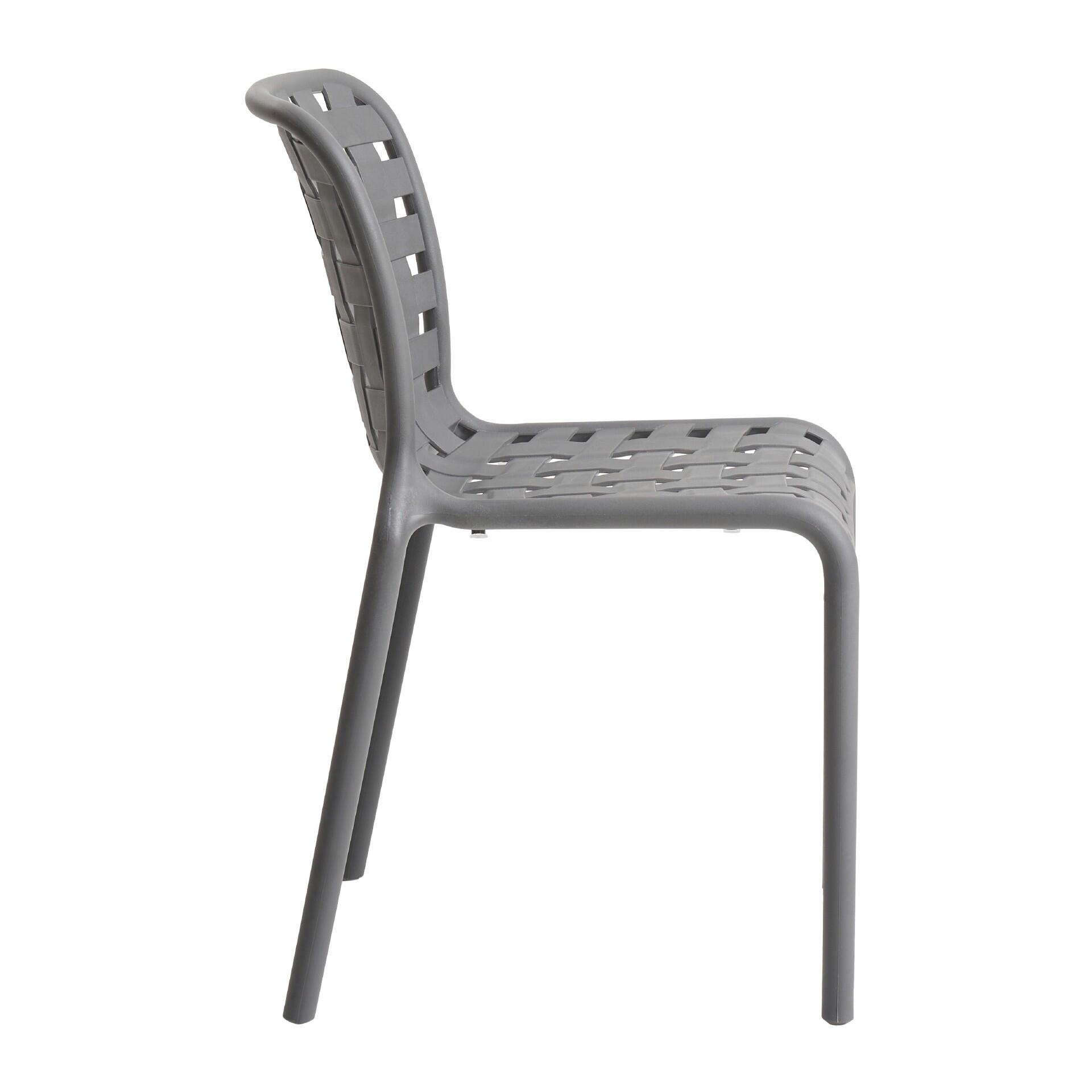 GFPP Monobloc Stackable Plastic Side Chair, Integrated Woven Weave Design for Commercial Outdoor Restaurant & Patio