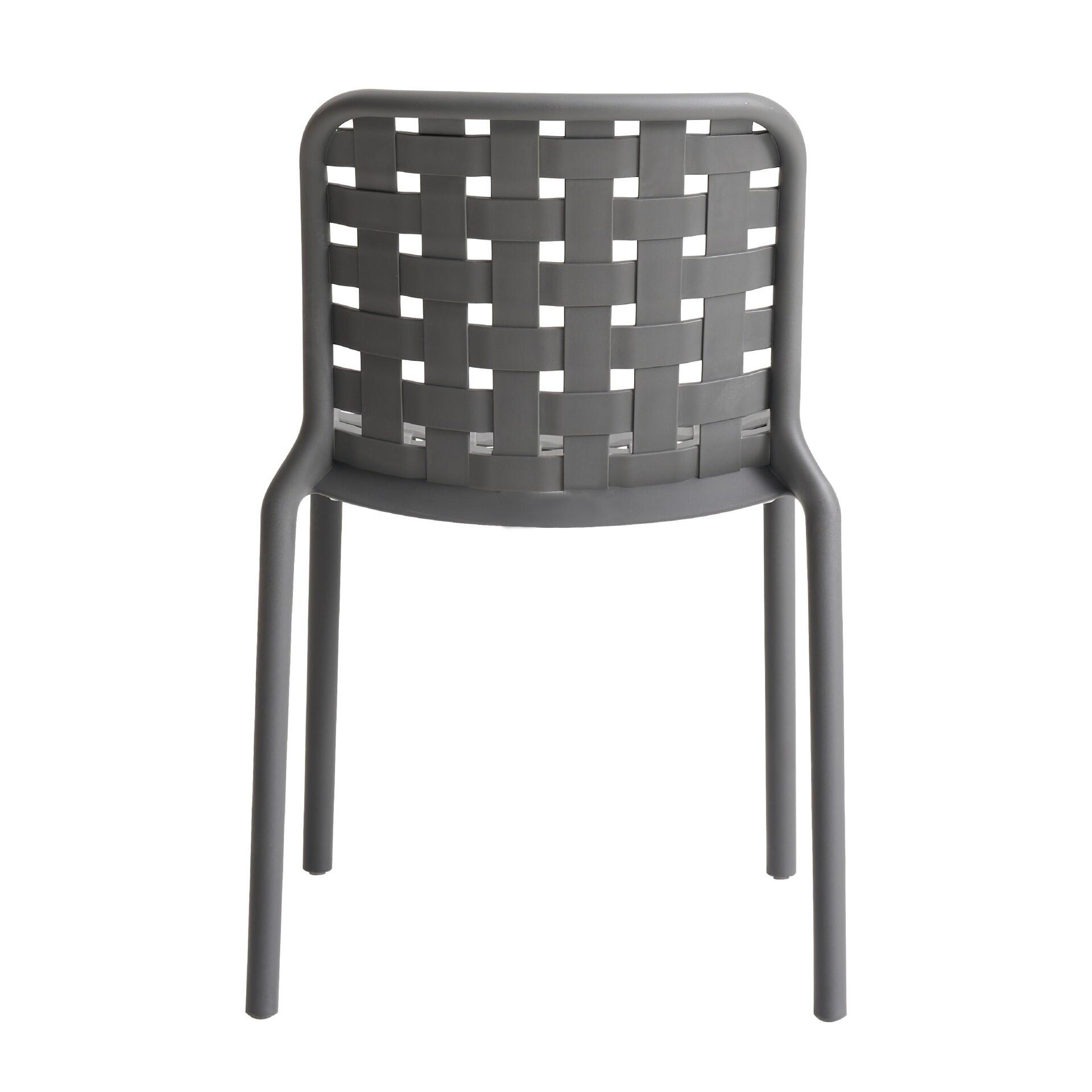 GFPP Monobloc Stackable Plastic Side Chair, Integrated Woven Weave Design for Commercial Outdoor Restaurant & Patio