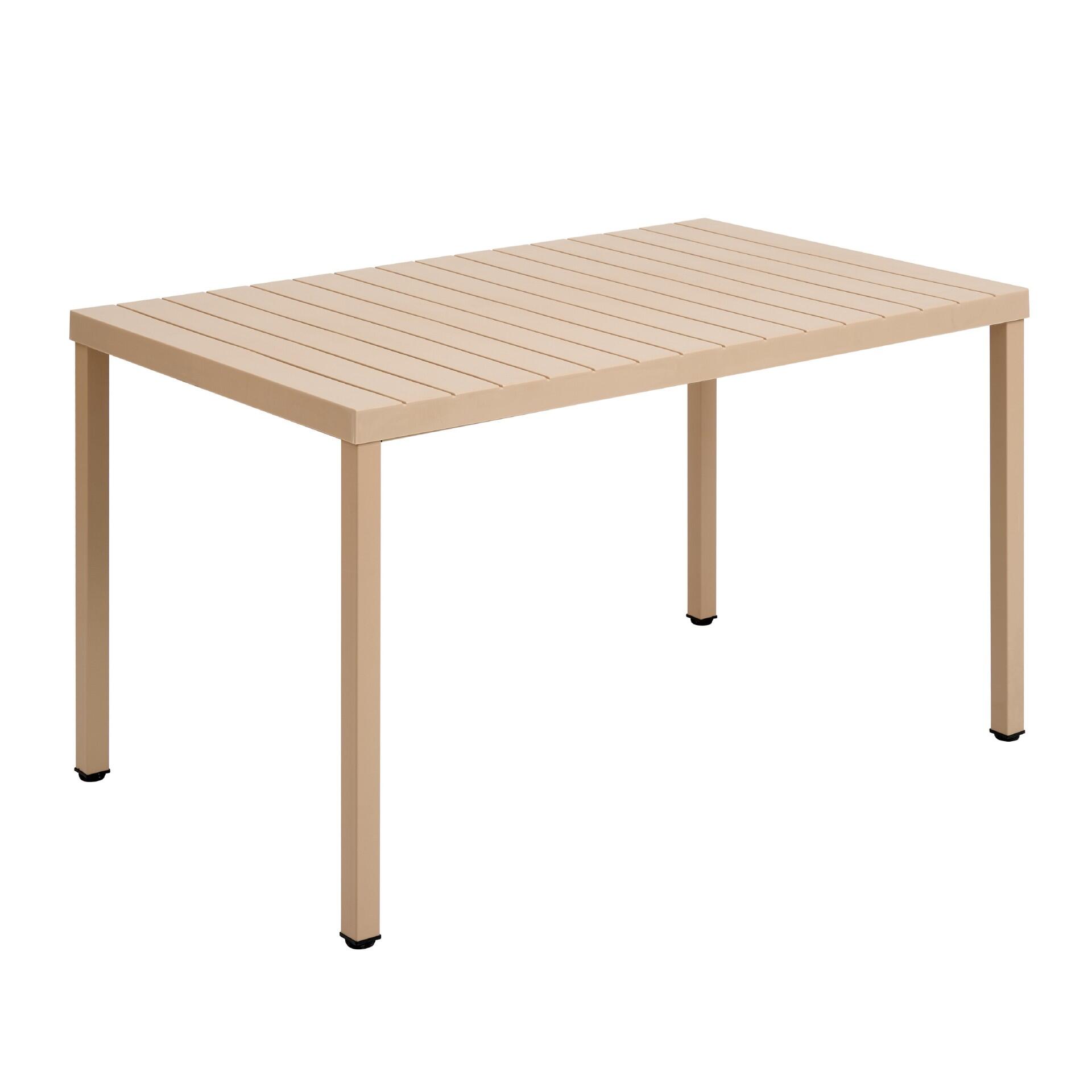 Commercial Rectangular Outdoor Dining Table, PP Slatted Tabletop with Powder Coated Iron Metal Frame for Patio, Restaurant & Cafe-PP Chair