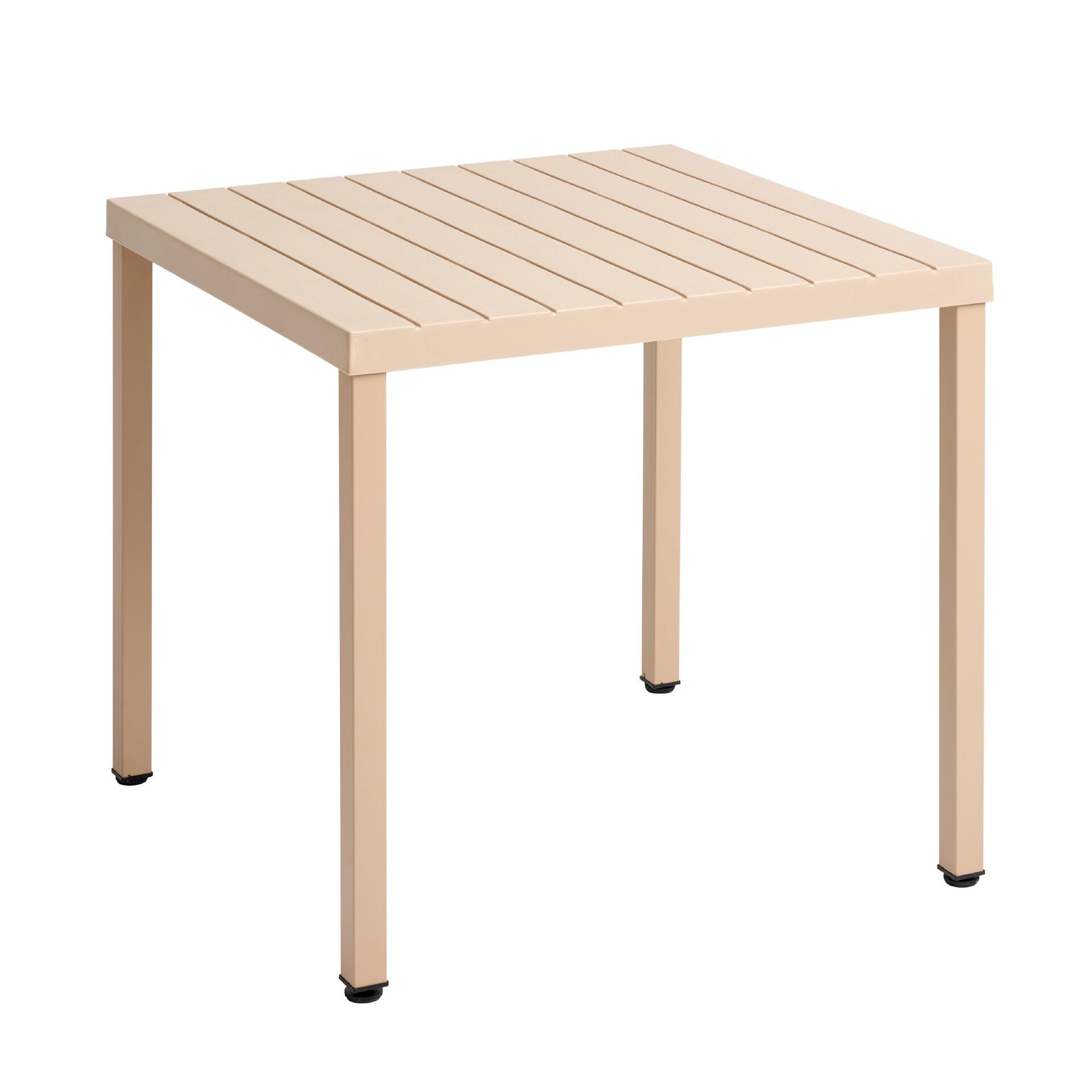 Commercial Square Outdoor Dining Table, PP Slatted Tabletop with Powder Coated Iron Metal Frame for Patio, Restaurant & Cafe-PP Chair