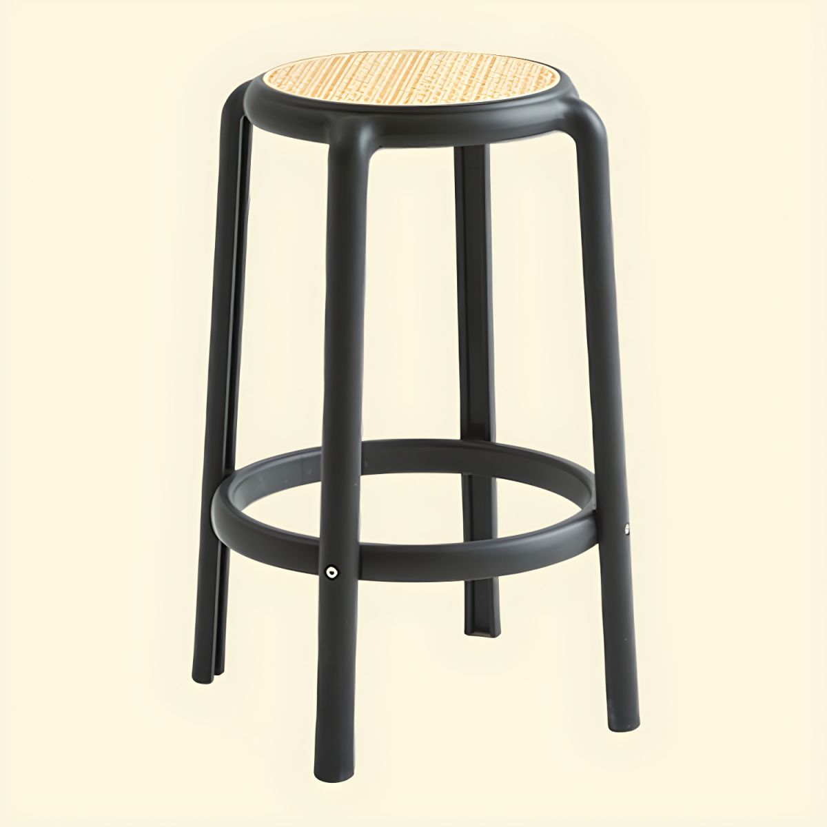Hollow Out Seat Bar Chair In Black Frame-PP Chair