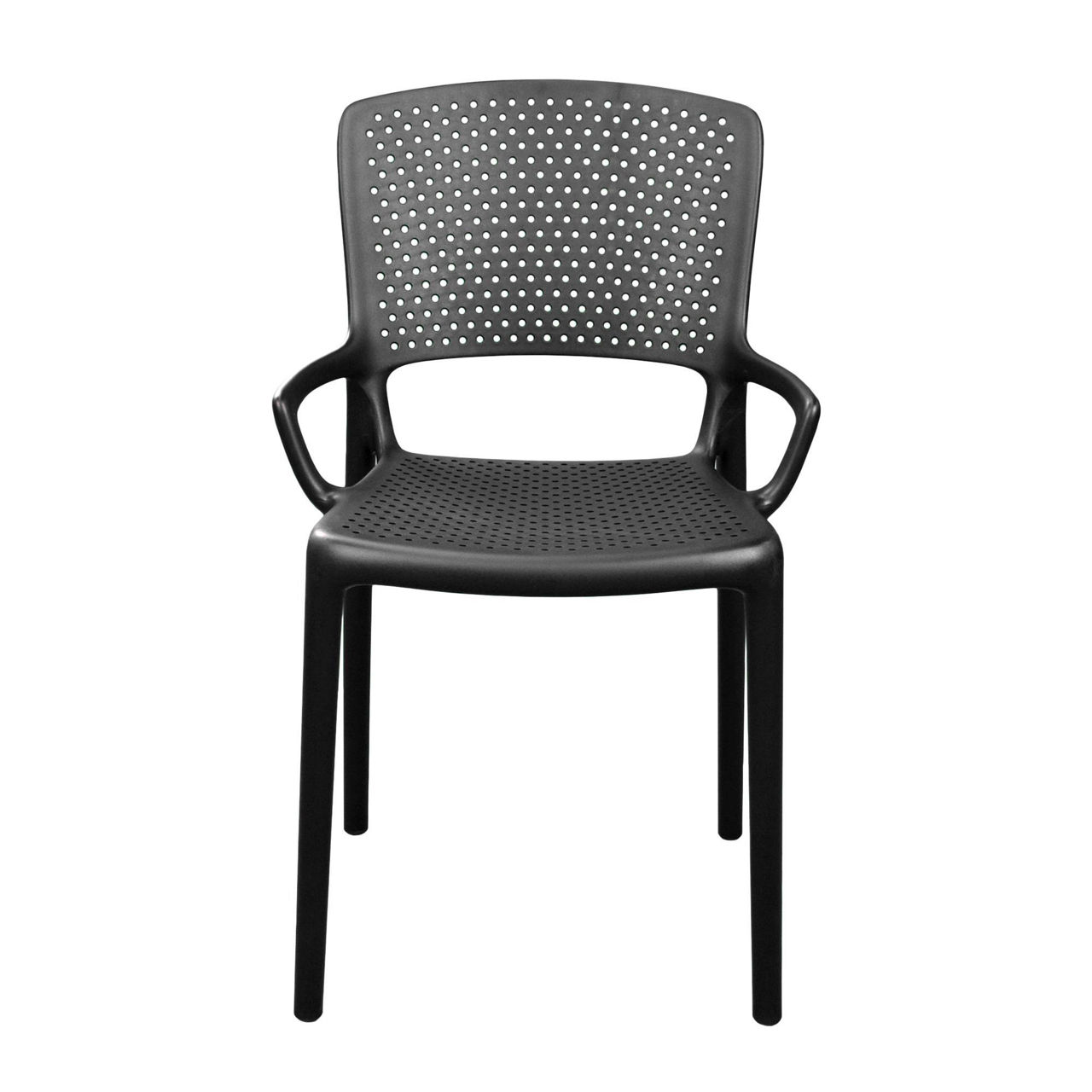 Stackable Black Hollow Outdoor Plastic Chair - Durable, Weatherproof & Space-Saving Seating