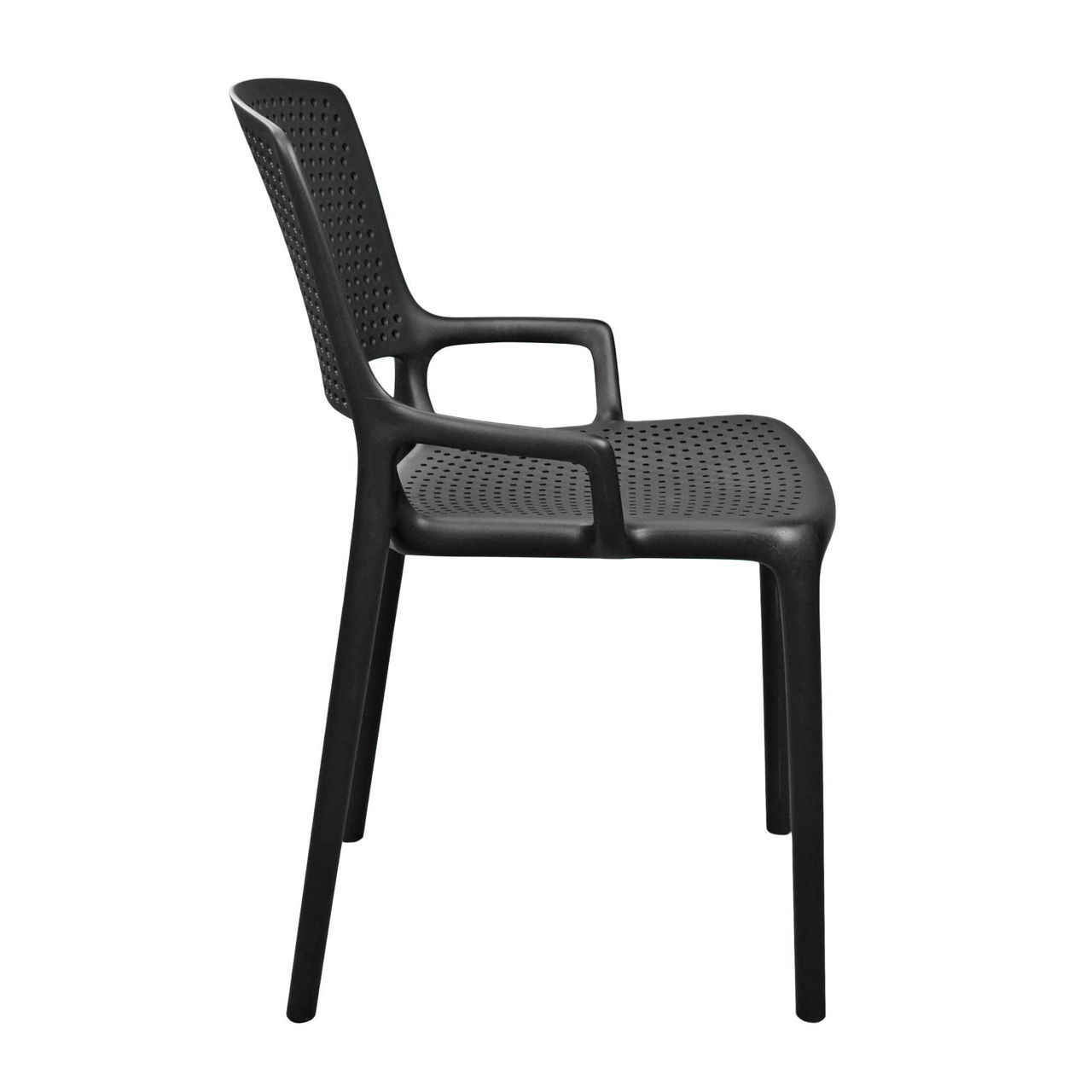 Stackable Black Hollow Outdoor Plastic Chair - Durable, Weatherproof & Space-Saving Seating