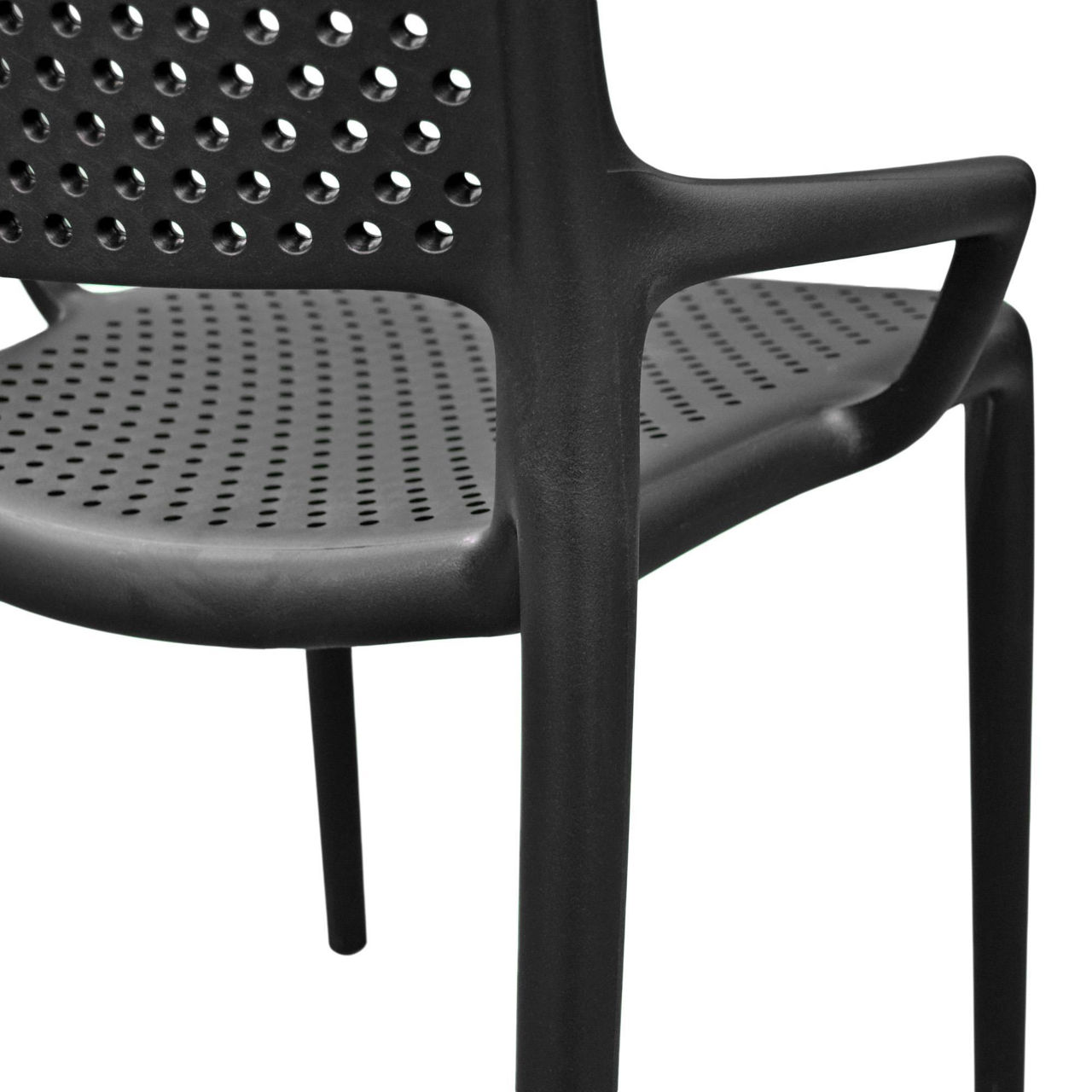 Stackable Black Hollow Outdoor Plastic Chair - Durable, Weatherproof & Space-Saving Seating