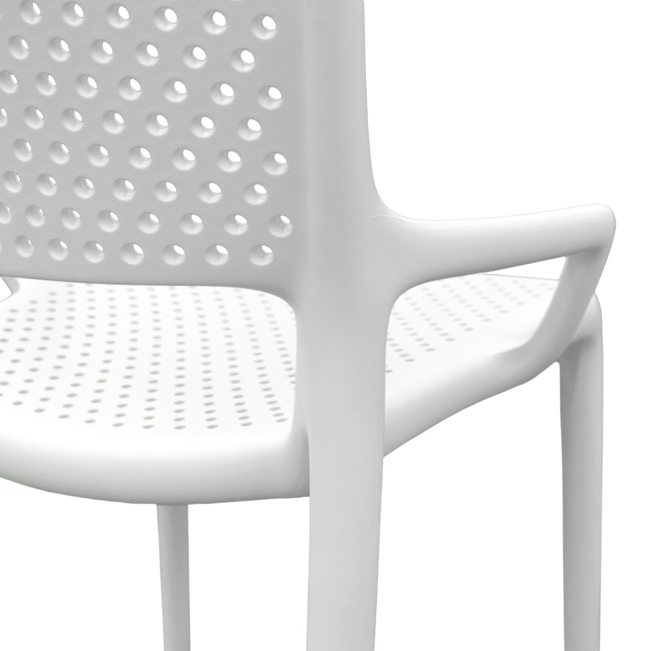 Stackable White Ventilated Outdoor Plastic Chair – Weatherproof & Space-Saving Patio Seating Solution-PP Chair