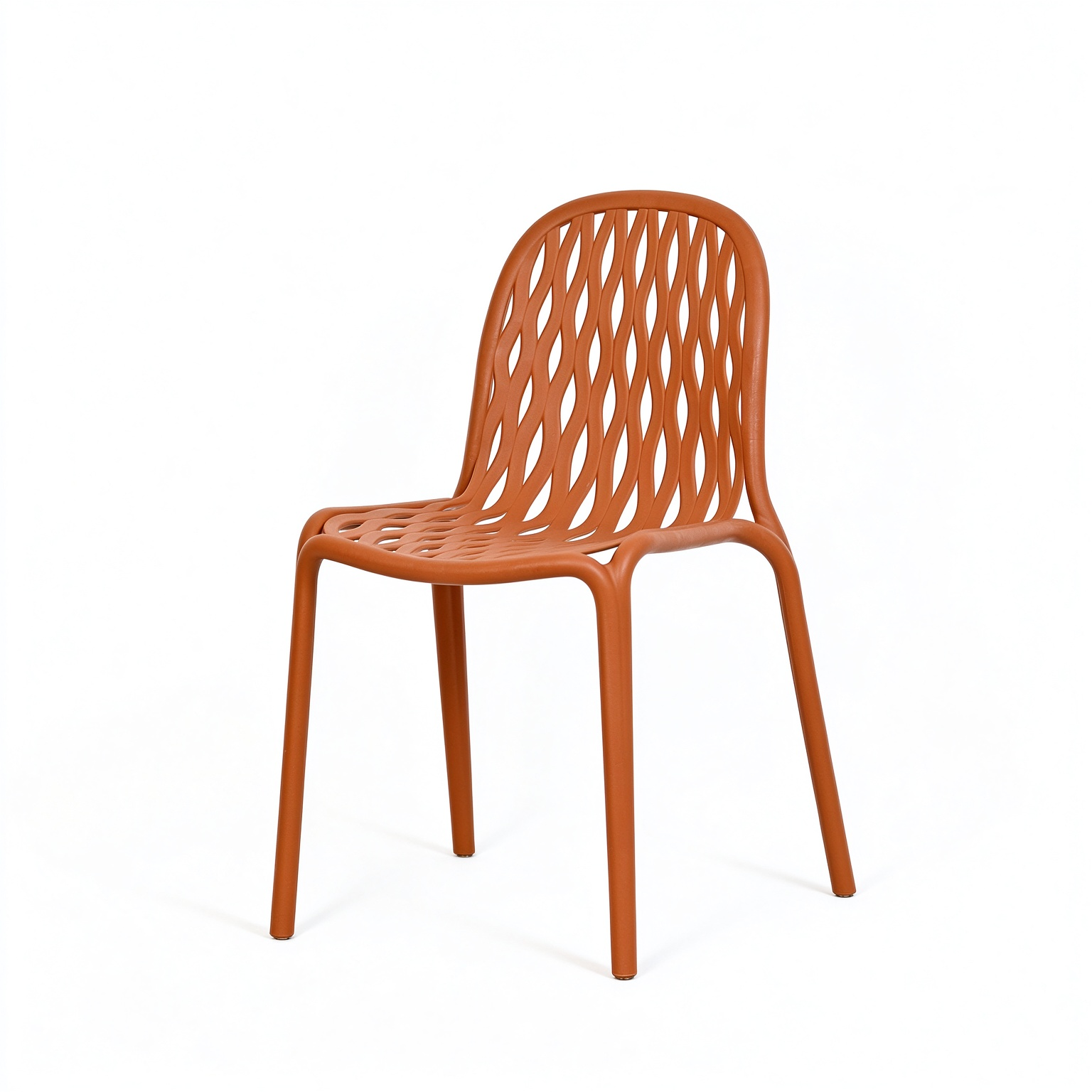 Modern PP Plastic Chair – Woven-Back Outdoor Dining Chair