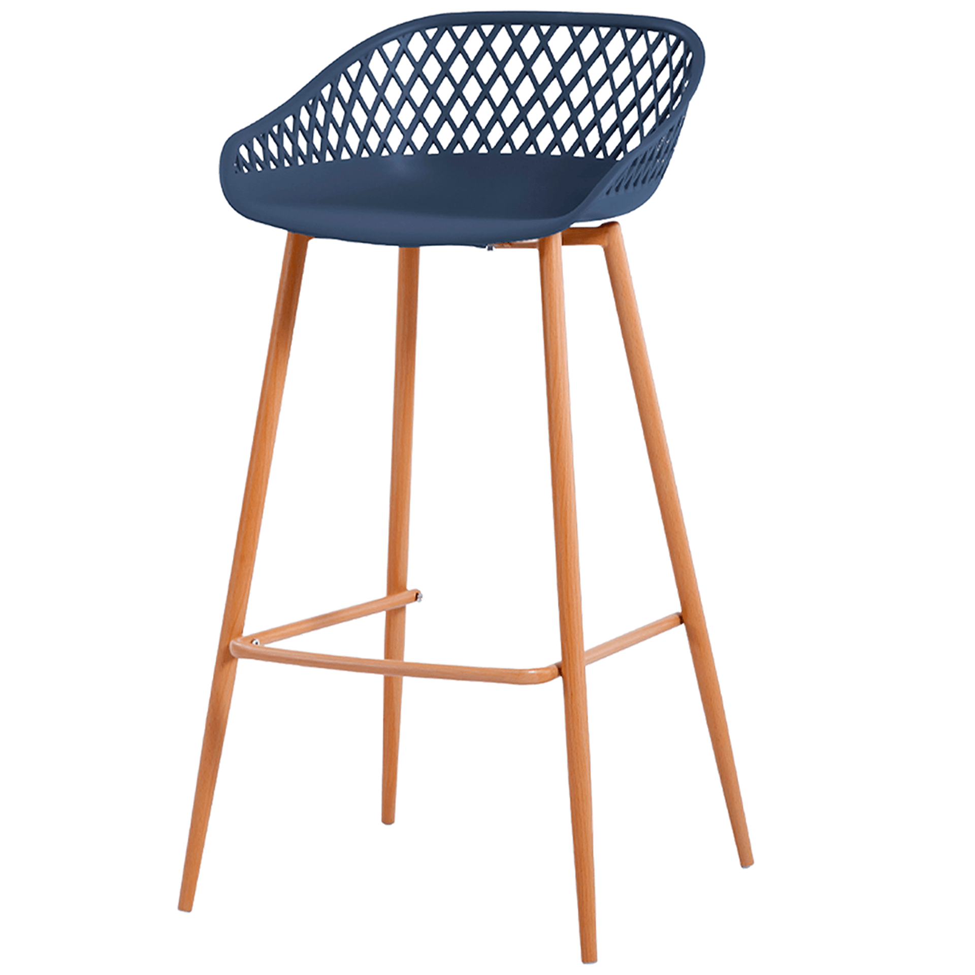 Navy Blue Polypropylene Bar Chair With Metal Feet-PP Chair