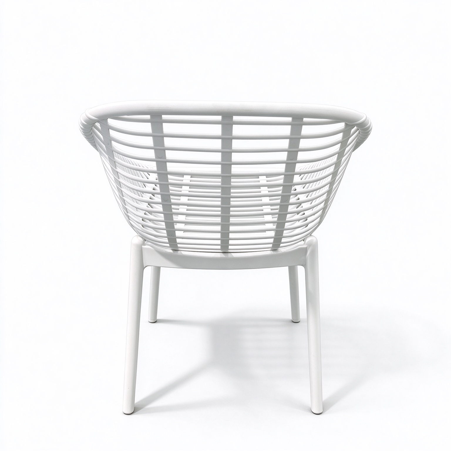 Assembled PP Woven Grid Outdoor Chair, Rattan Look Plastic Side Chair for Patio Restaurant Hotel