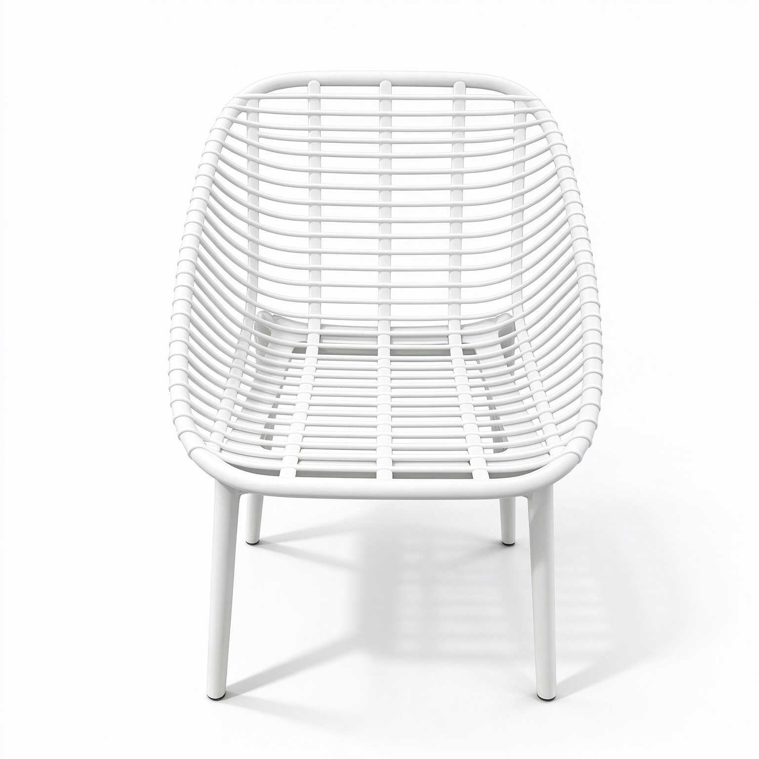 Assembled PP Woven Grid Outdoor Chair, Rattan Look Plastic Side Chair for Patio Restaurant Hotel