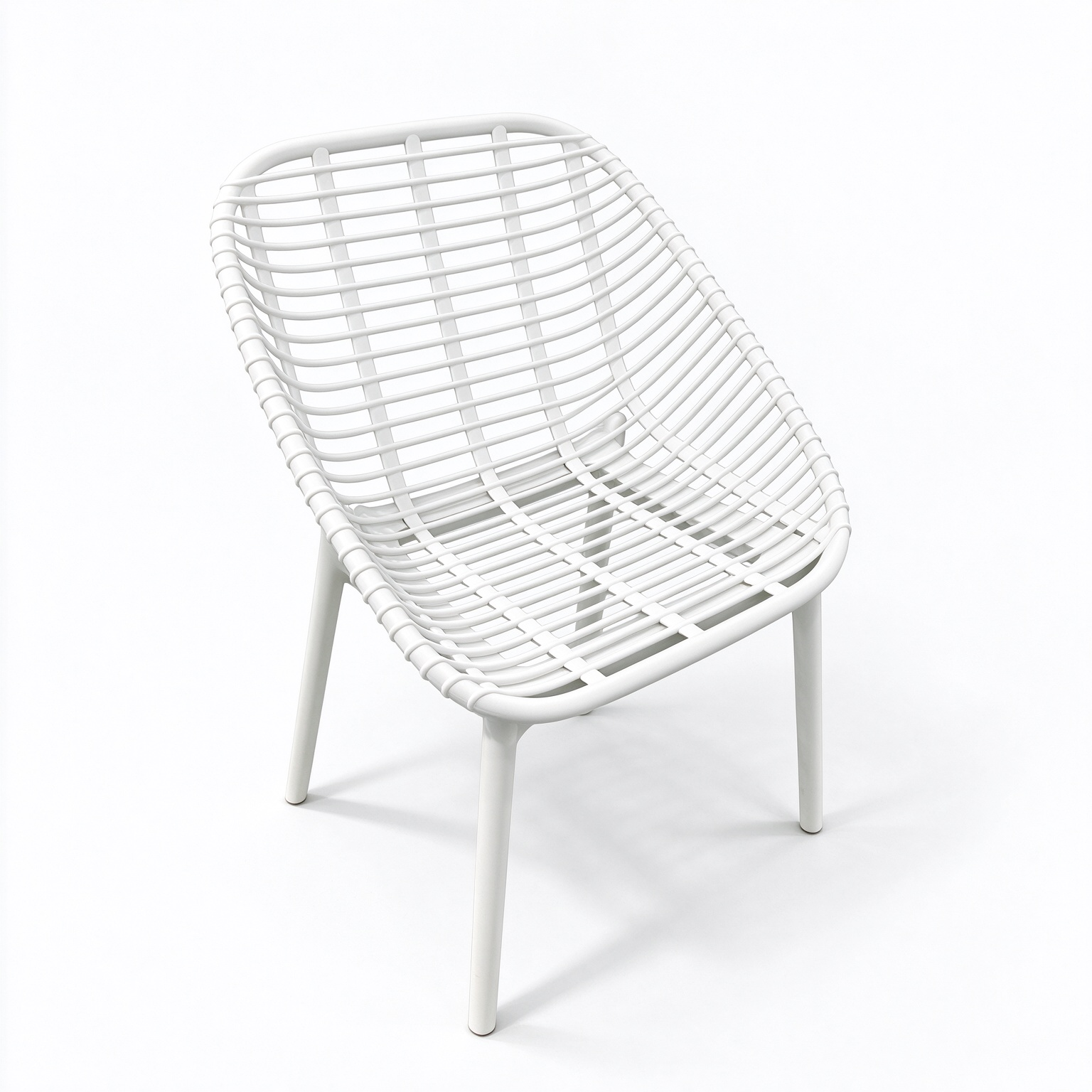 Assembled PP Woven Grid Outdoor Chair, Rattan Look Plastic Side Chair for Patio Restaurant Hotel