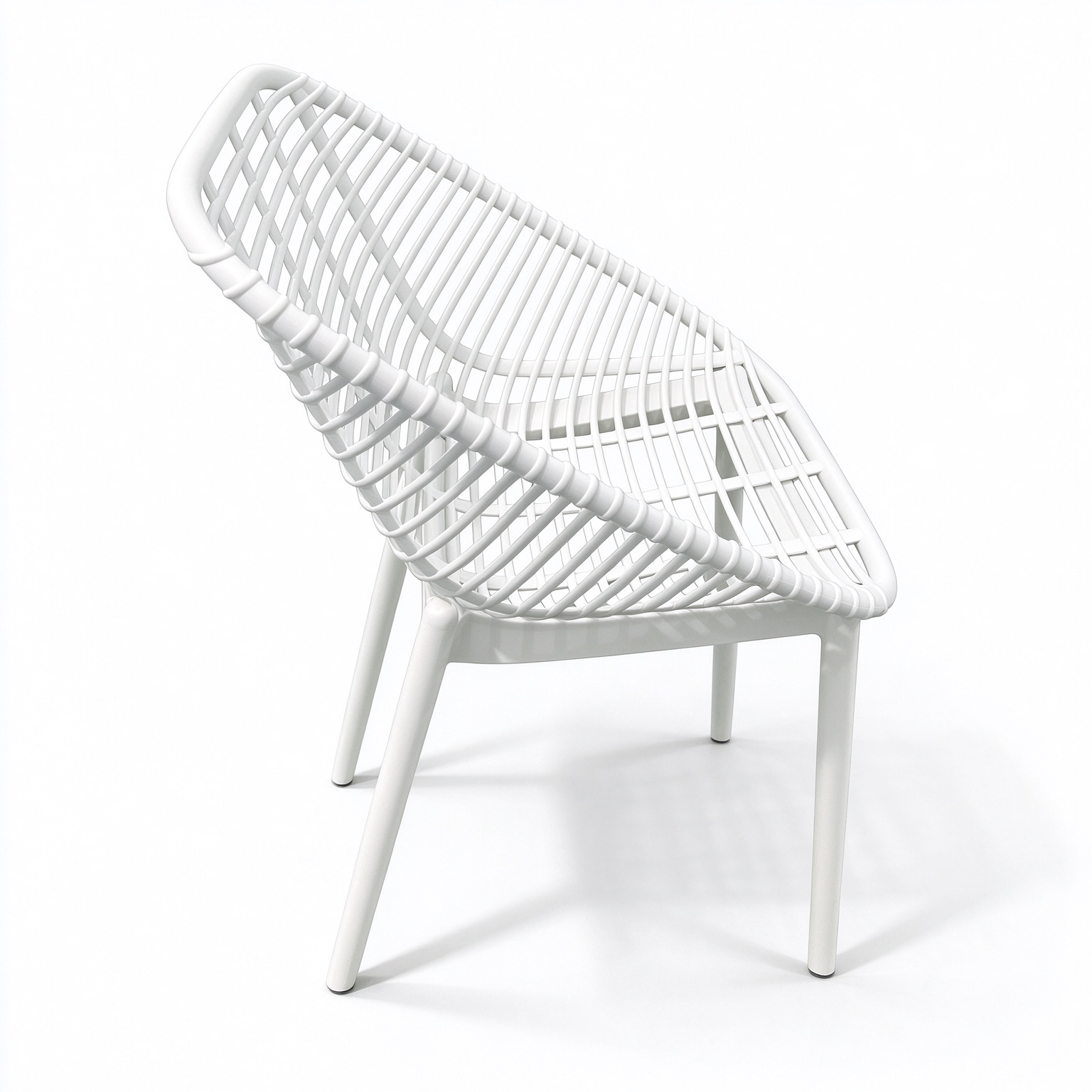 Assembled PP Woven Grid Outdoor Chair, Rattan Look Plastic Side Chair for Patio Restaurant Hotel