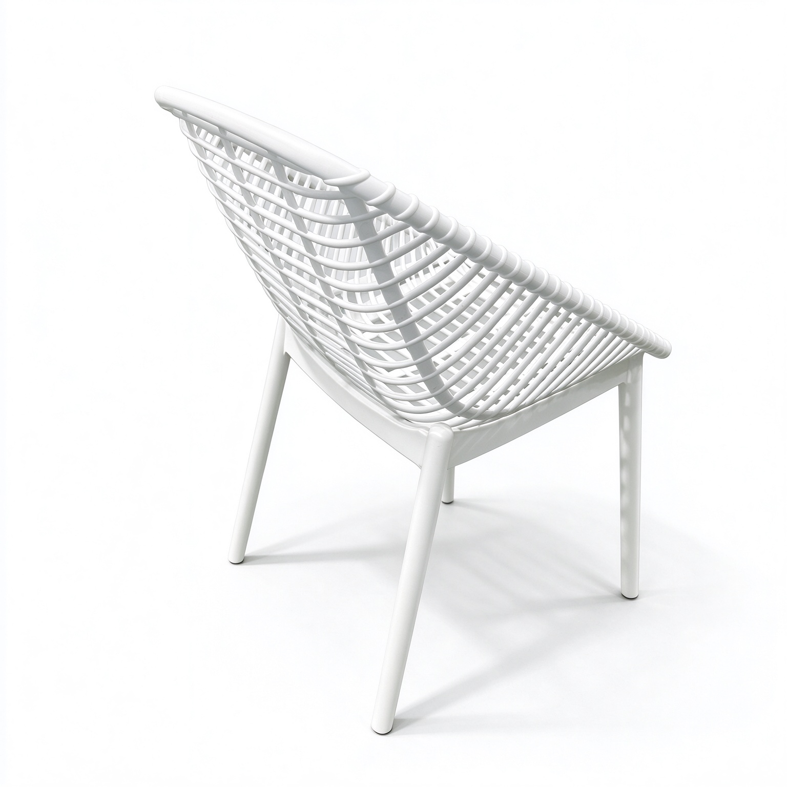 Assembled PP Woven Grid Outdoor Chair, Rattan Look Plastic Side Chair for Patio Restaurant Hotel