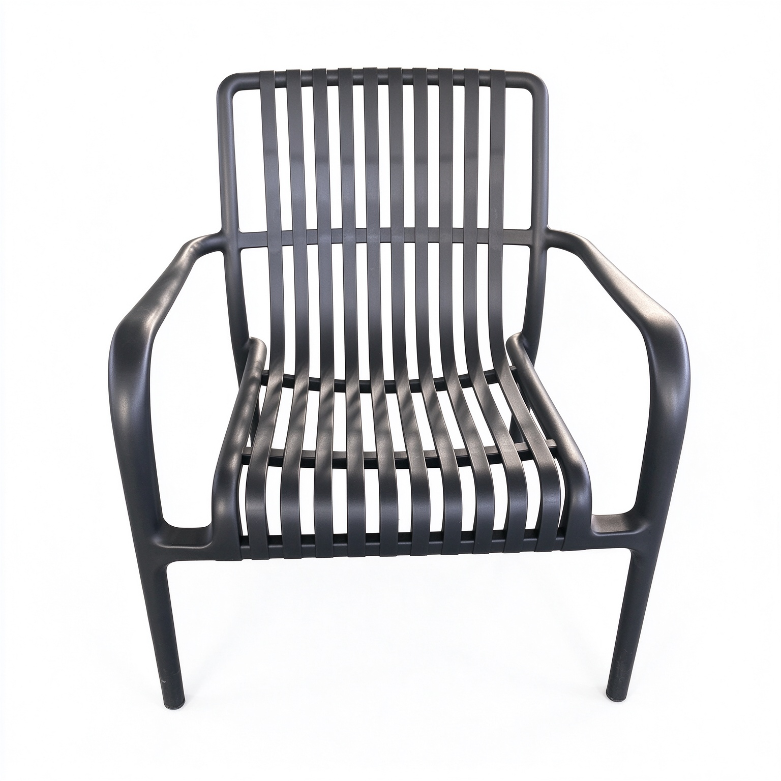 Monobloc PP Slatted Outdoor Armchair, UV Stabilized Plastic Lounge Chair for Hotel, Patio & Commercial Project