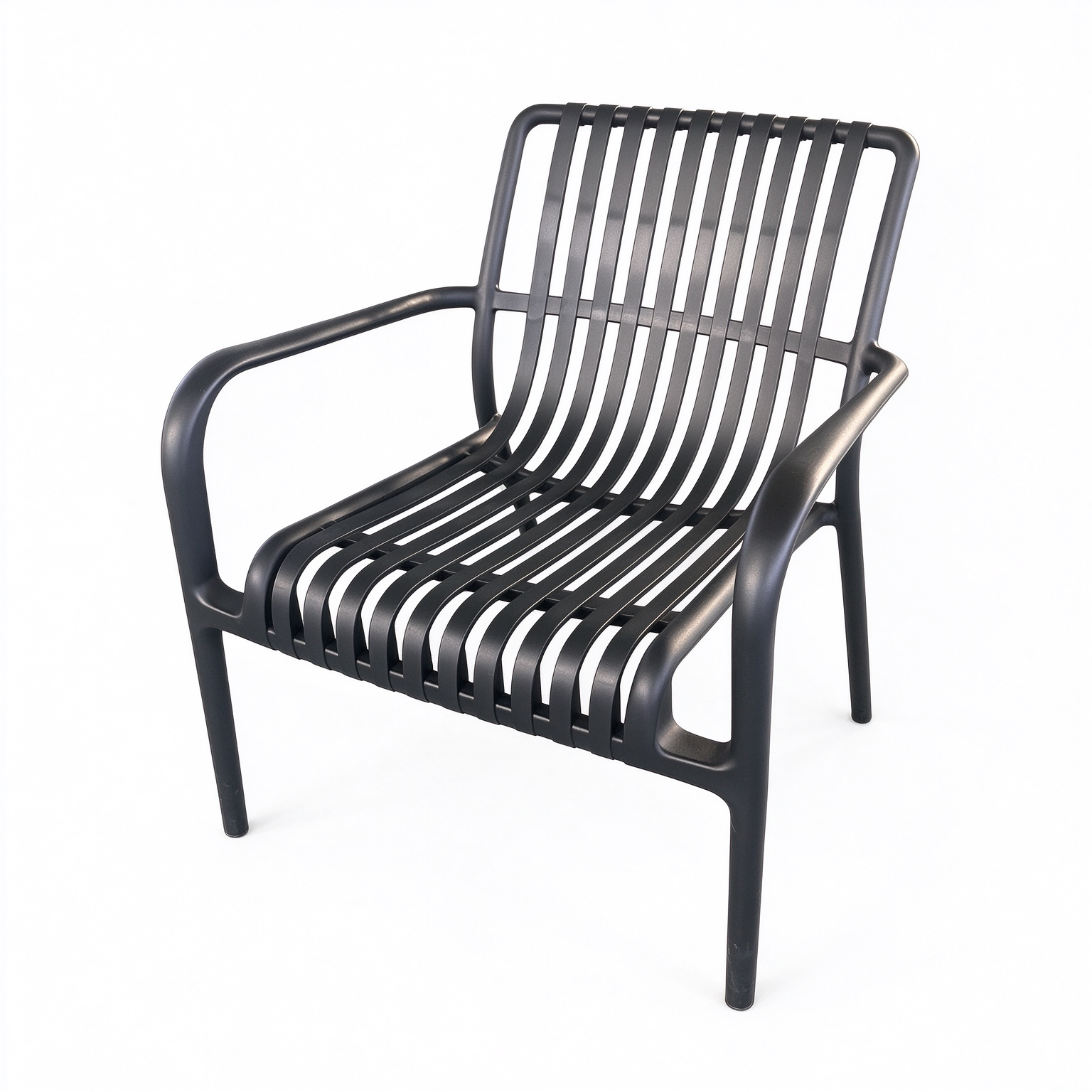 Monobloc PP Slatted Outdoor Armchair, UV Stabilized Plastic Lounge Chair for Hotel, Patio & Commercial Project-PP Chair