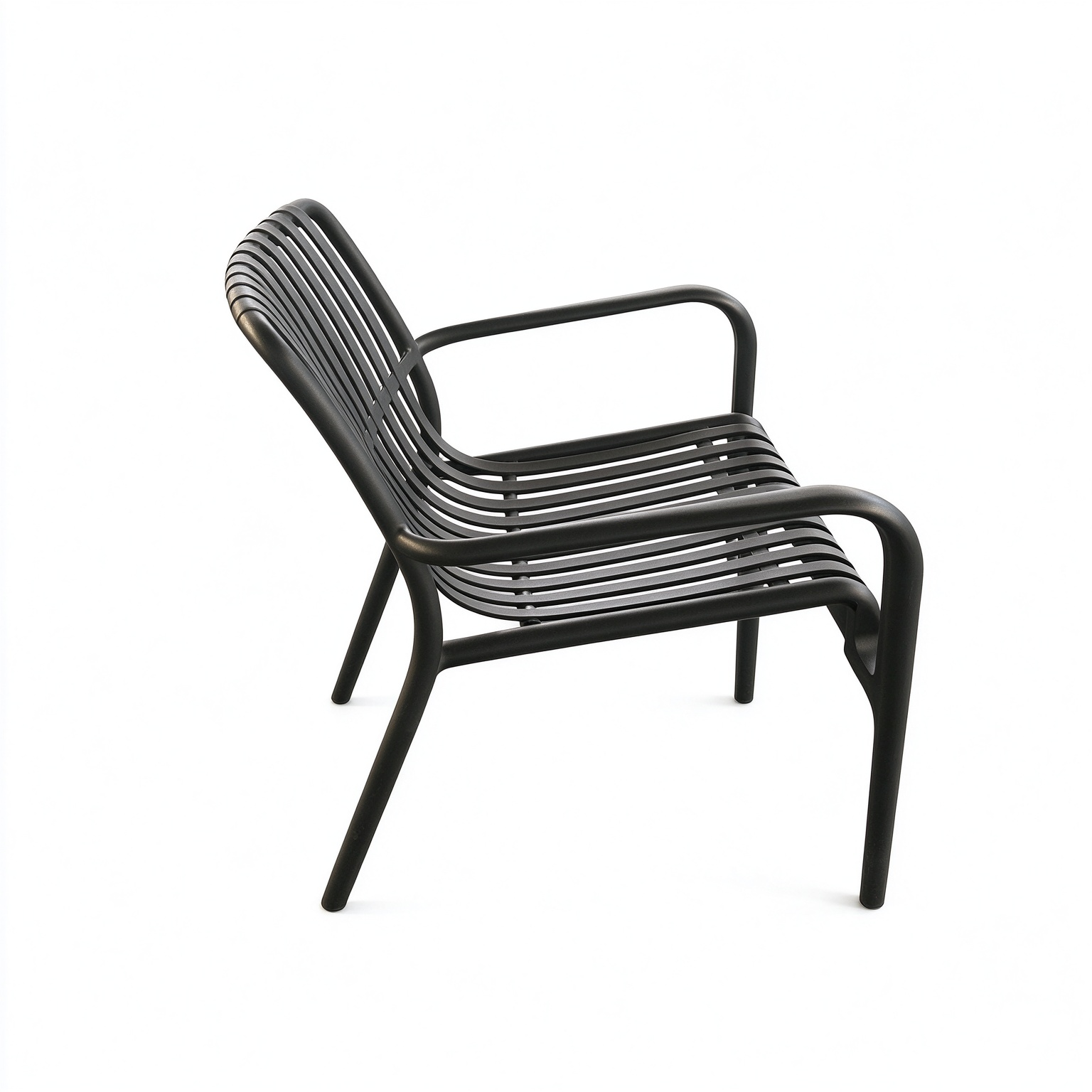 Monobloc PP Slatted Outdoor Armchair, UV Stabilized Plastic Lounge Chair for Hotel, Patio & Commercial Project