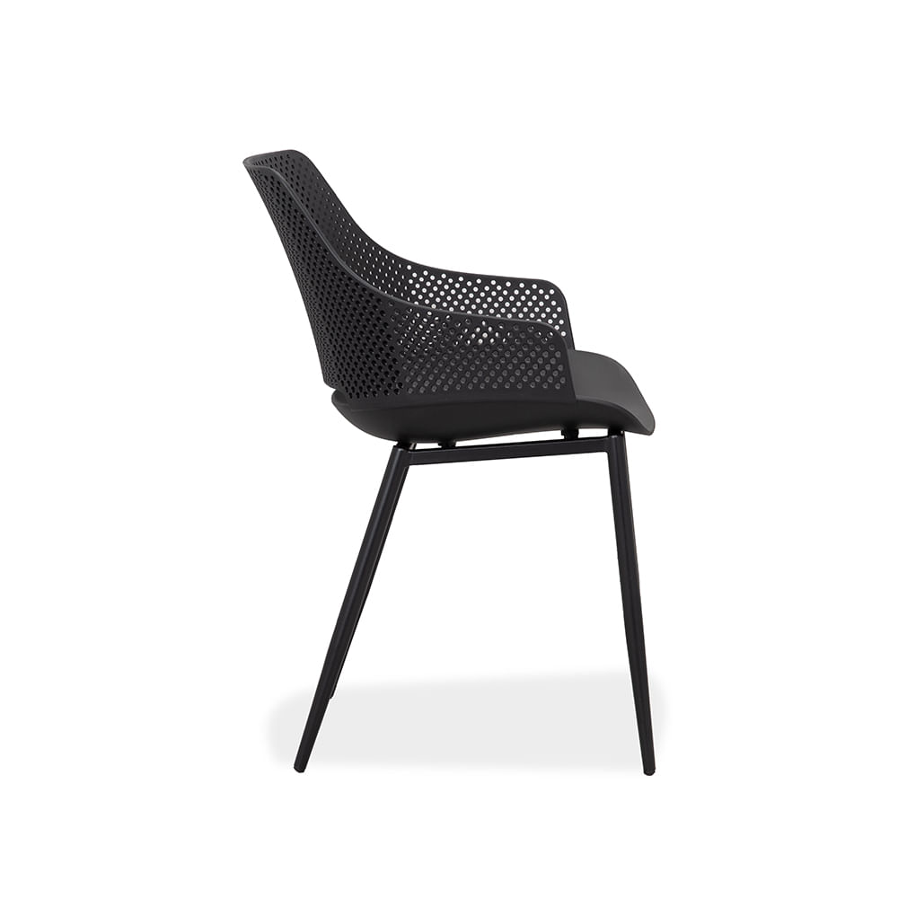 Carbon Steel Leg Black Hollow Backrest Plastic Chair - Durable, Stylish & Ergonomic Seating