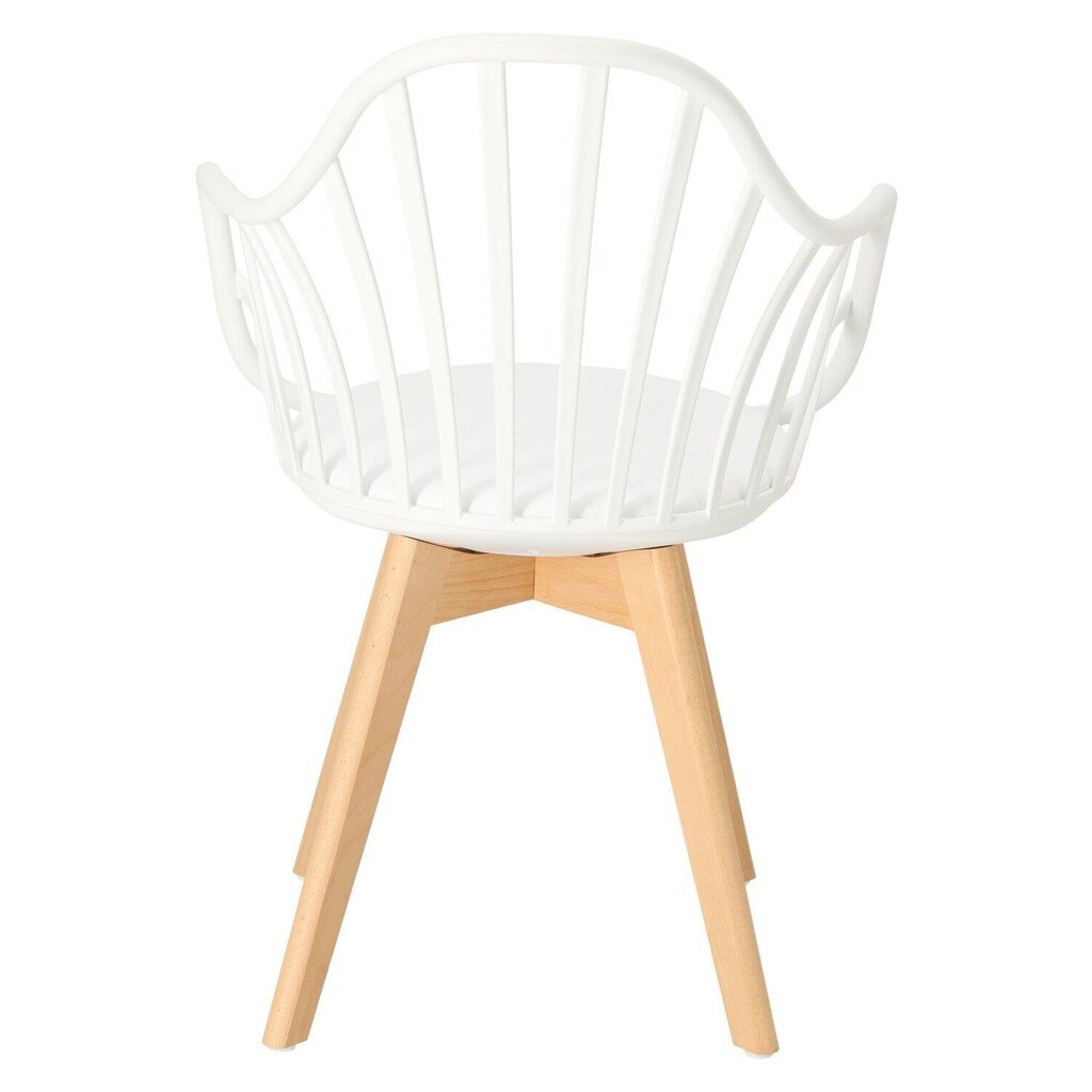 White Cushioned Plastic Armchair With Wood Feet-PP Chair