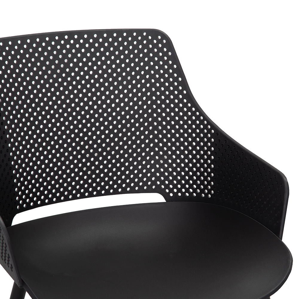 Carbon Steel Leg Black Hollow Backrest Plastic Chair - Durable, Stylish & Ergonomic Seating
