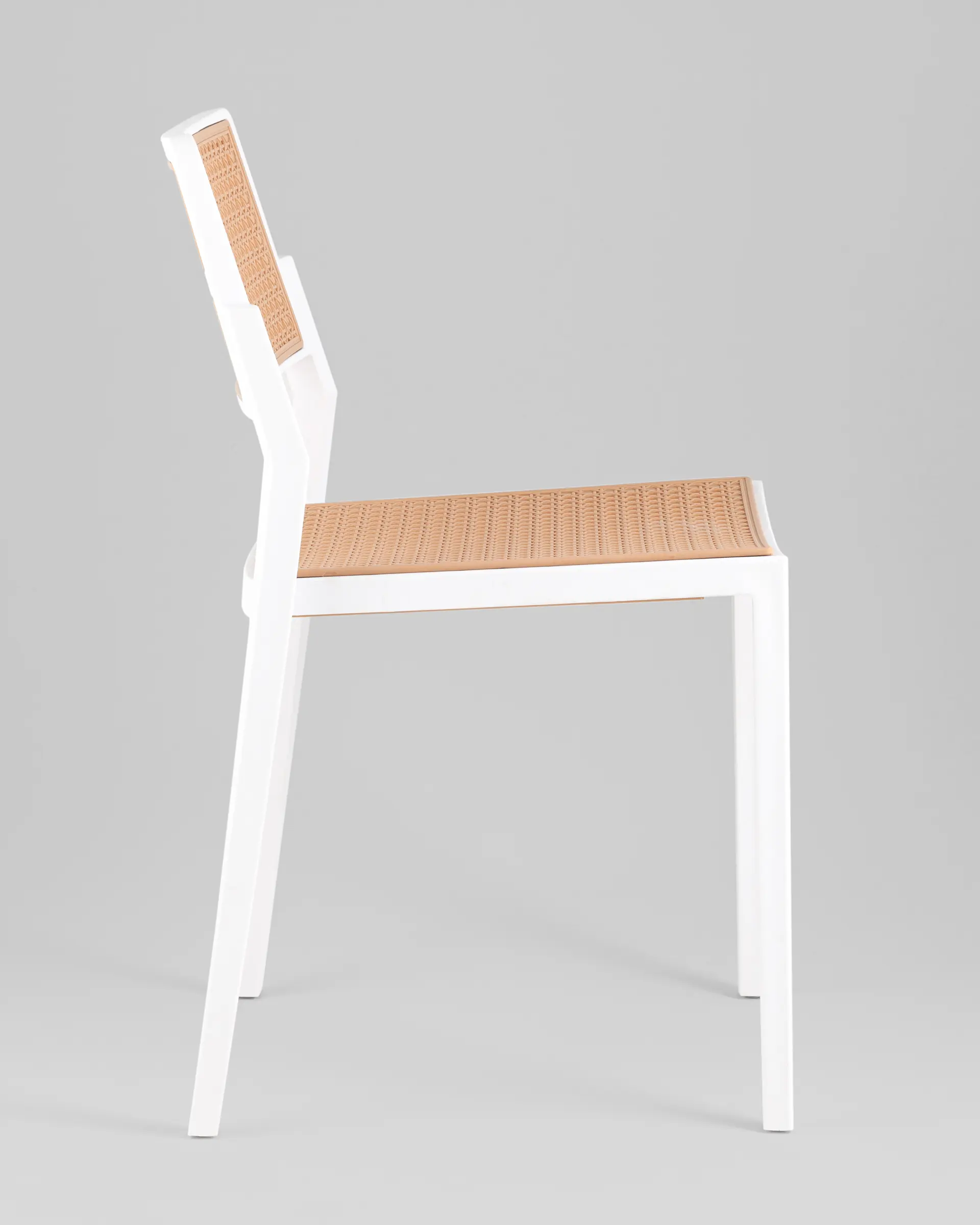Rattan Effect Plastic Chair With White Frame