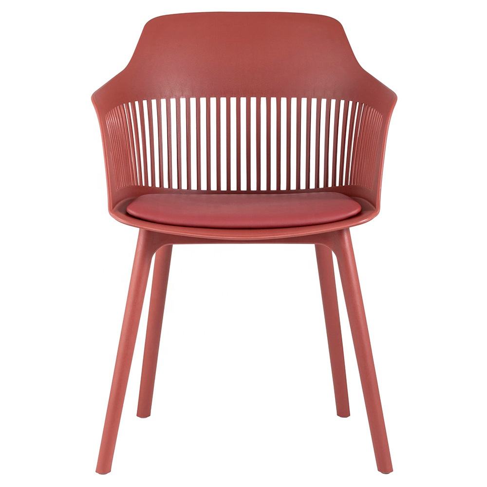 Red Polypropylene Armchair with Removable Leather Cushion