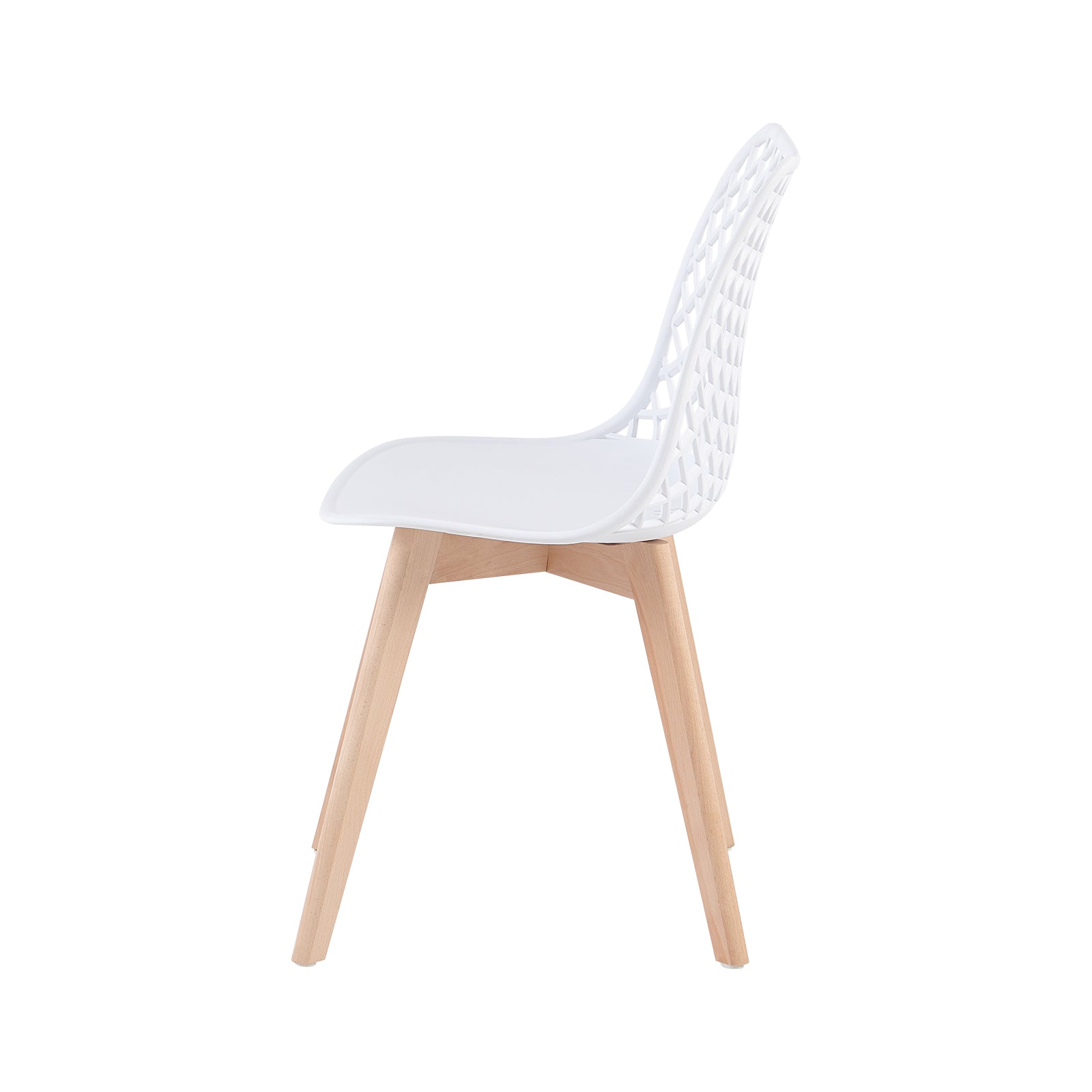 White Plastic Dining Chair With Wood Feet-PP Chair
