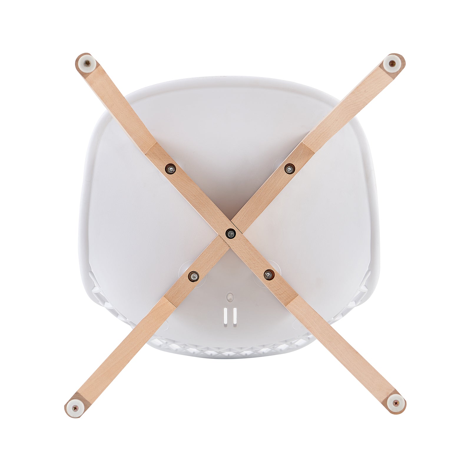 White Plastic Dining Chair With Wood Feet-PP Chair