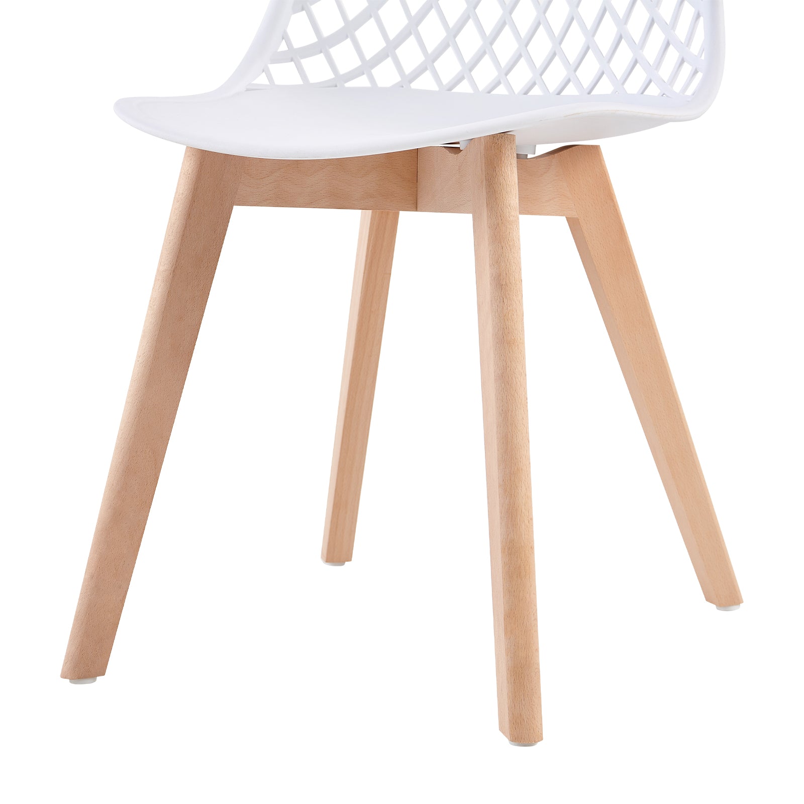 White Plastic Dining Chair With Wood Feet-PP Chair