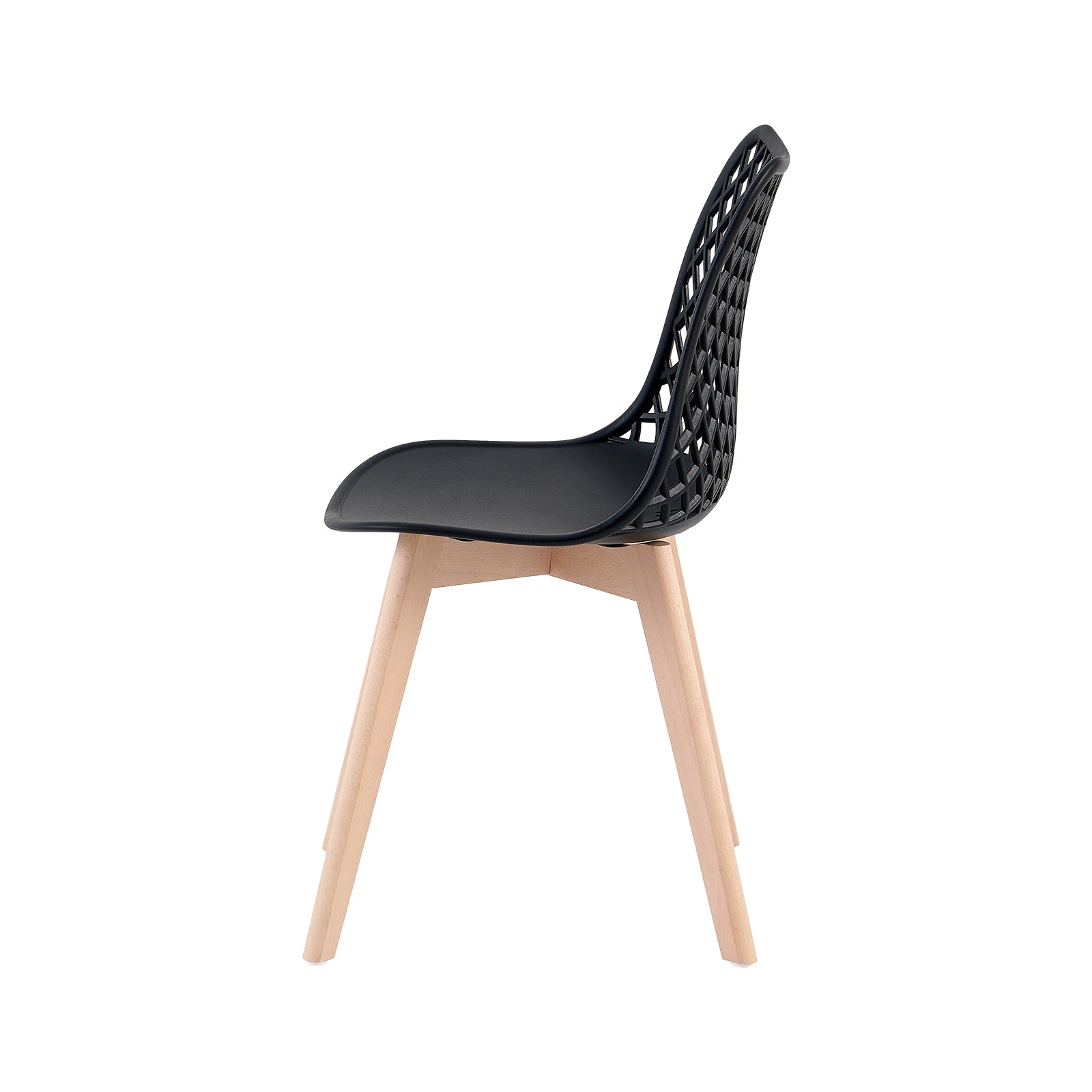 Black Plastic Dining Chair With Wood Feet-PP Chair