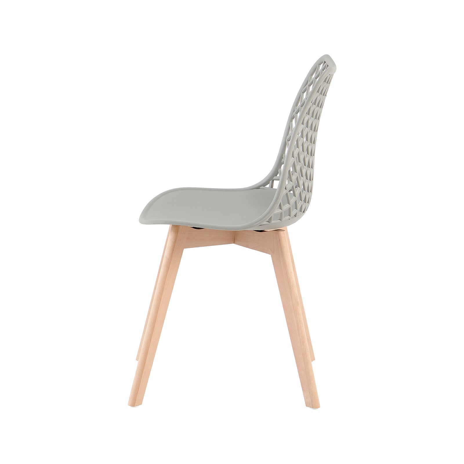 Grey Plastic Dining Chair With Wood Feet-PP Chair