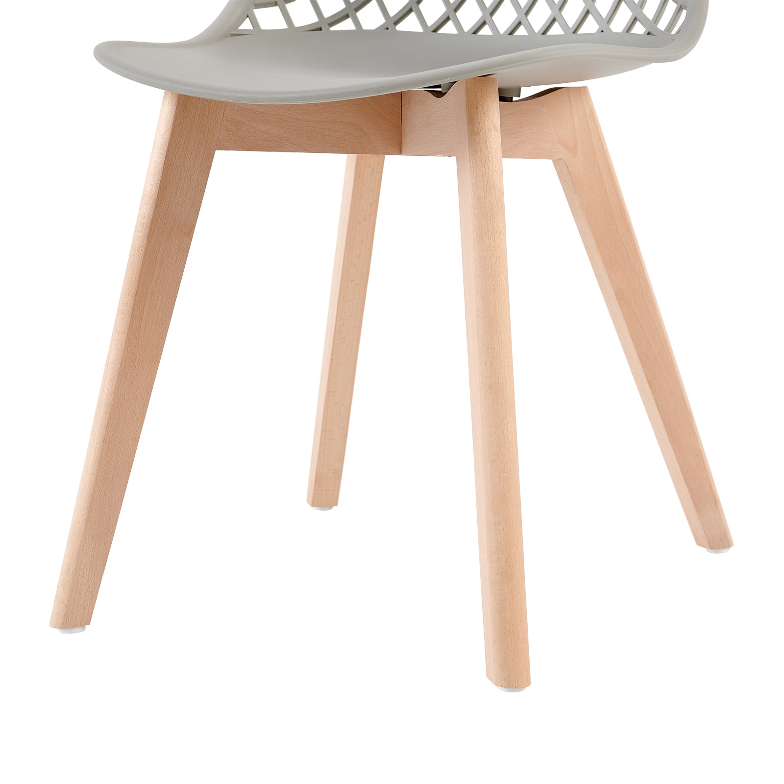 Grey Plastic Dining Chair With Wood Feet-PP Chair