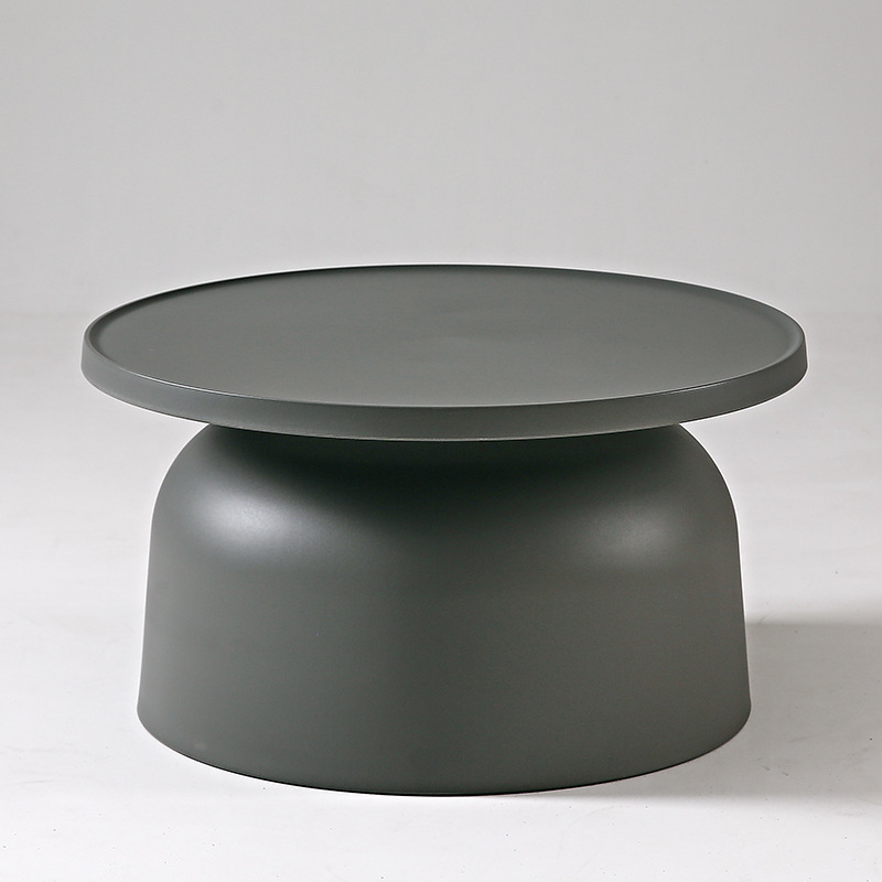 Dark Grey Round Plastic Coffee Table-PP Chair