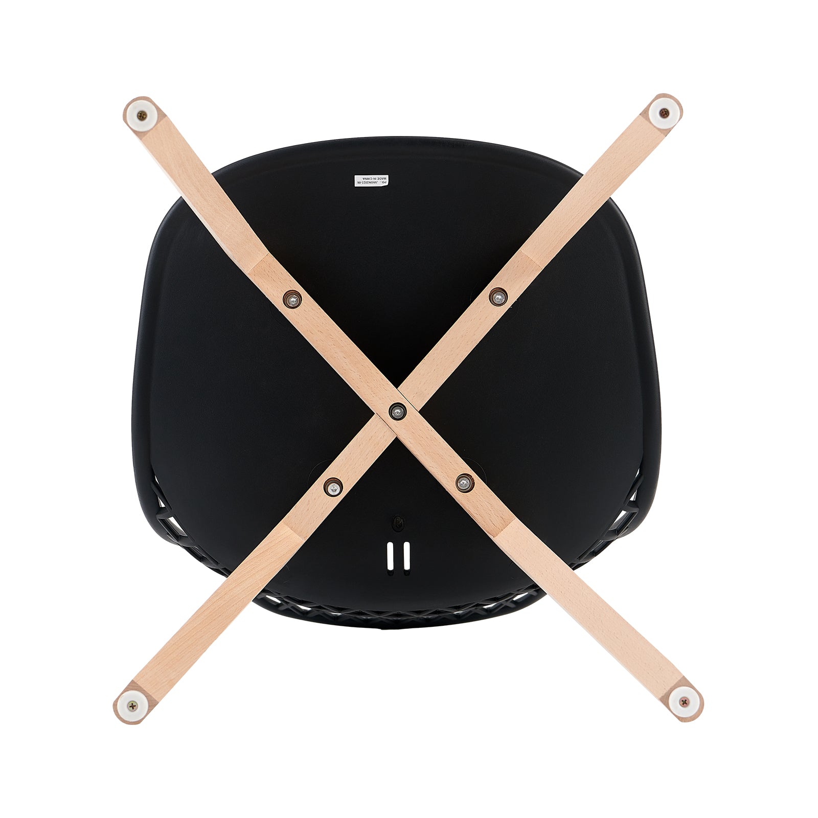 Black Plastic Dining Chair With Wood Feet-PP Chair