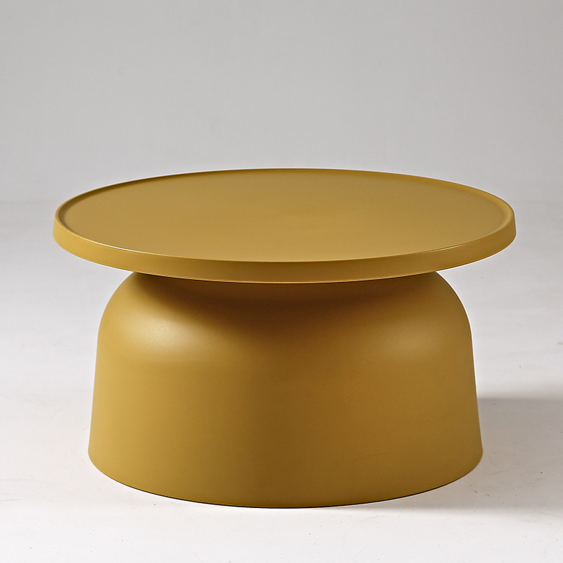 Mustard Round Plastic Coffee Table-PP Chair