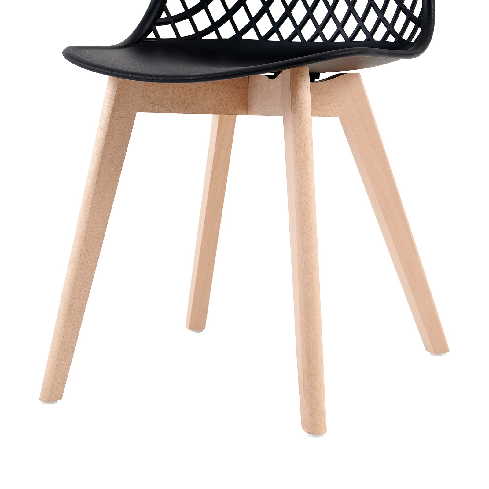 Black Plastic Dining Chair With Wood Feet-PP Chair