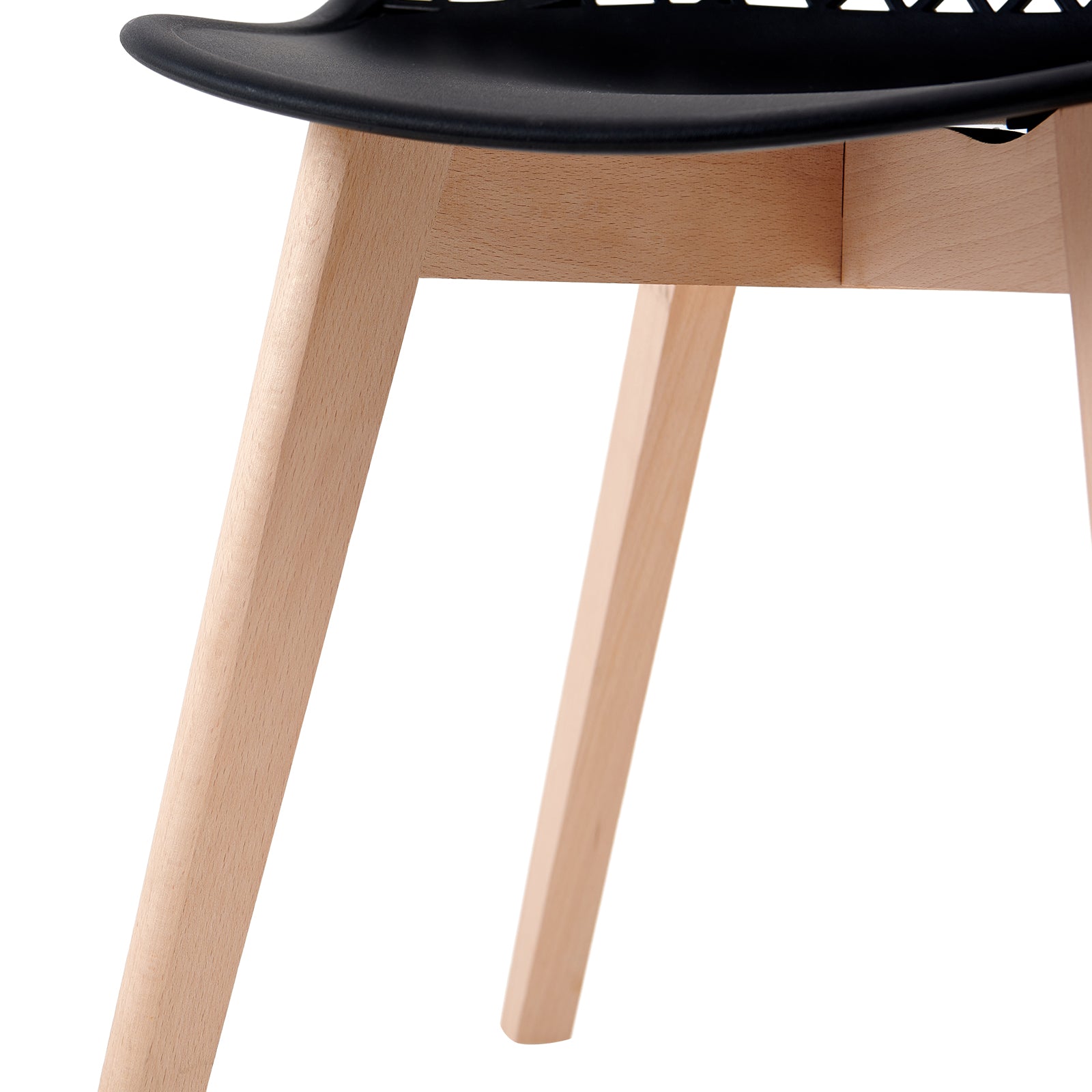 Black Plastic Dining Chair With Wood Feet-PP Chair