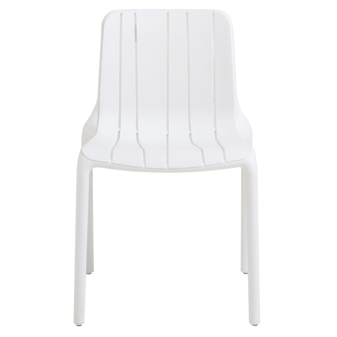White Stackable Plastic Outdoor Chair - Armless, Space-Saving & Weatherproof