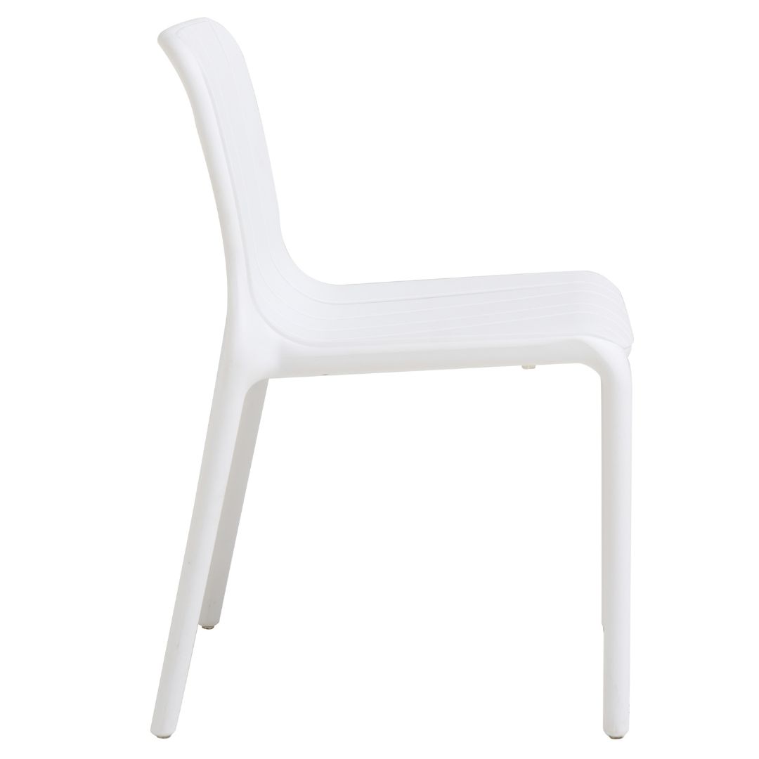 White Stackable Plastic Outdoor Chair - Armless, Space-Saving & Weatherproof