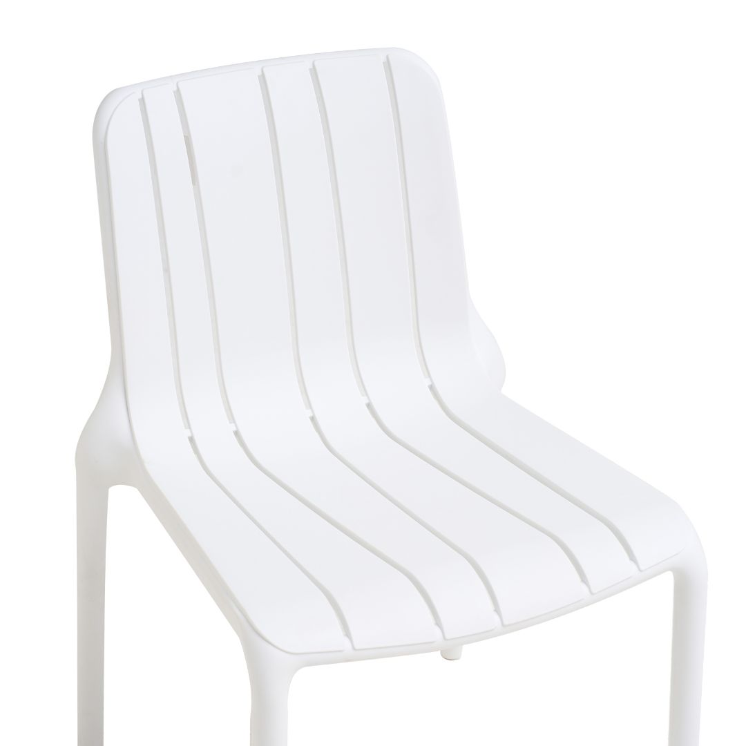 White Stackable Plastic Outdoor Chair - Armless, Space-Saving & Weatherproof