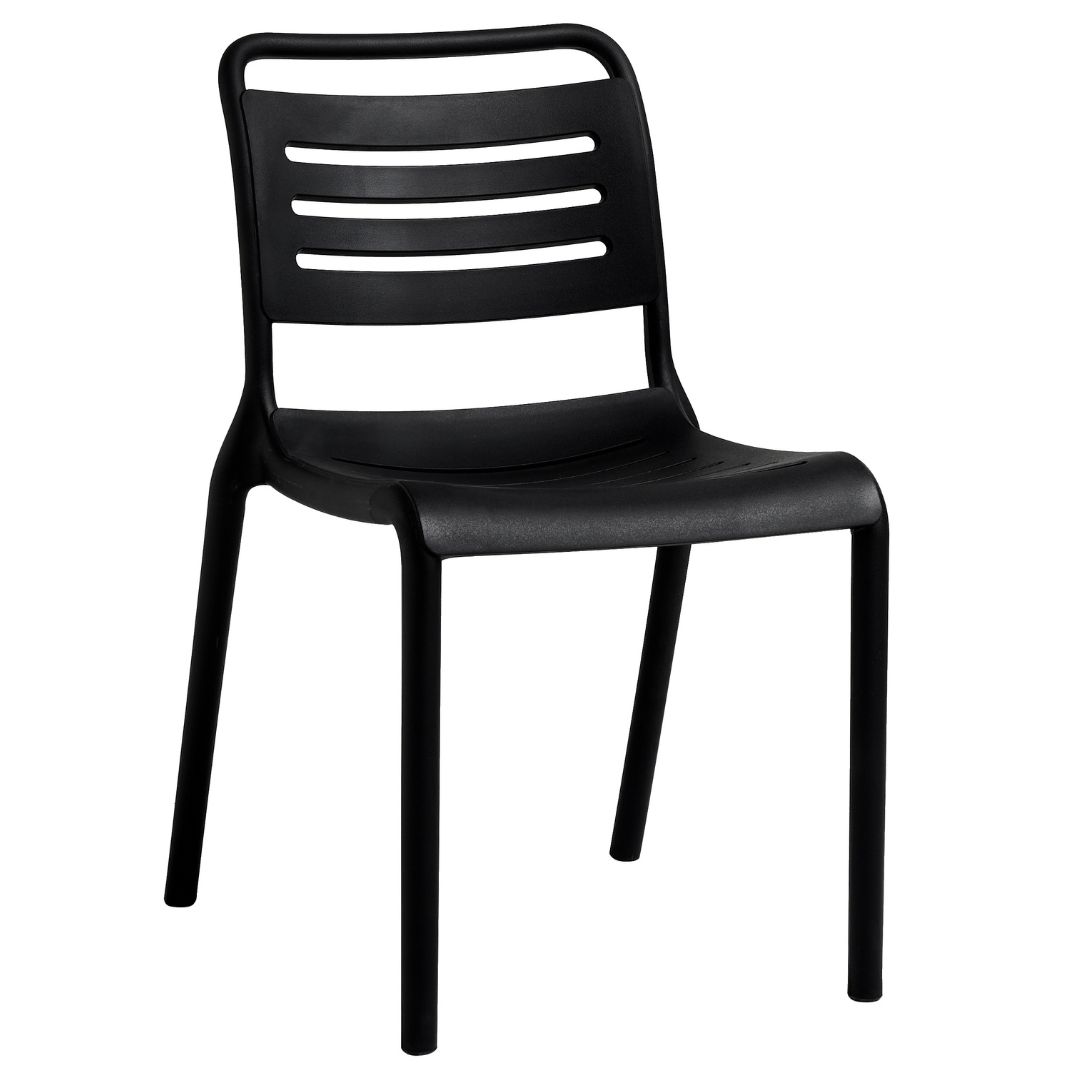 Black Stackable Plastic Dining Chair - Armless, Space-Saving & Durable