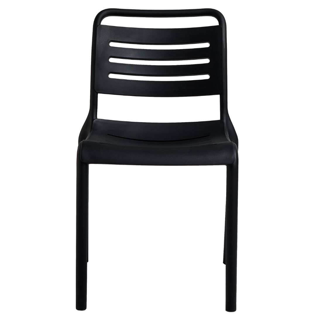Black Stackable Plastic Dining Chair - Armless, Space-Saving & Durable