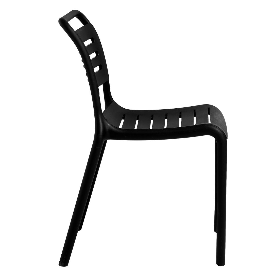 Black Stackable Plastic Dining Chair - Armless, Space-Saving & Durable