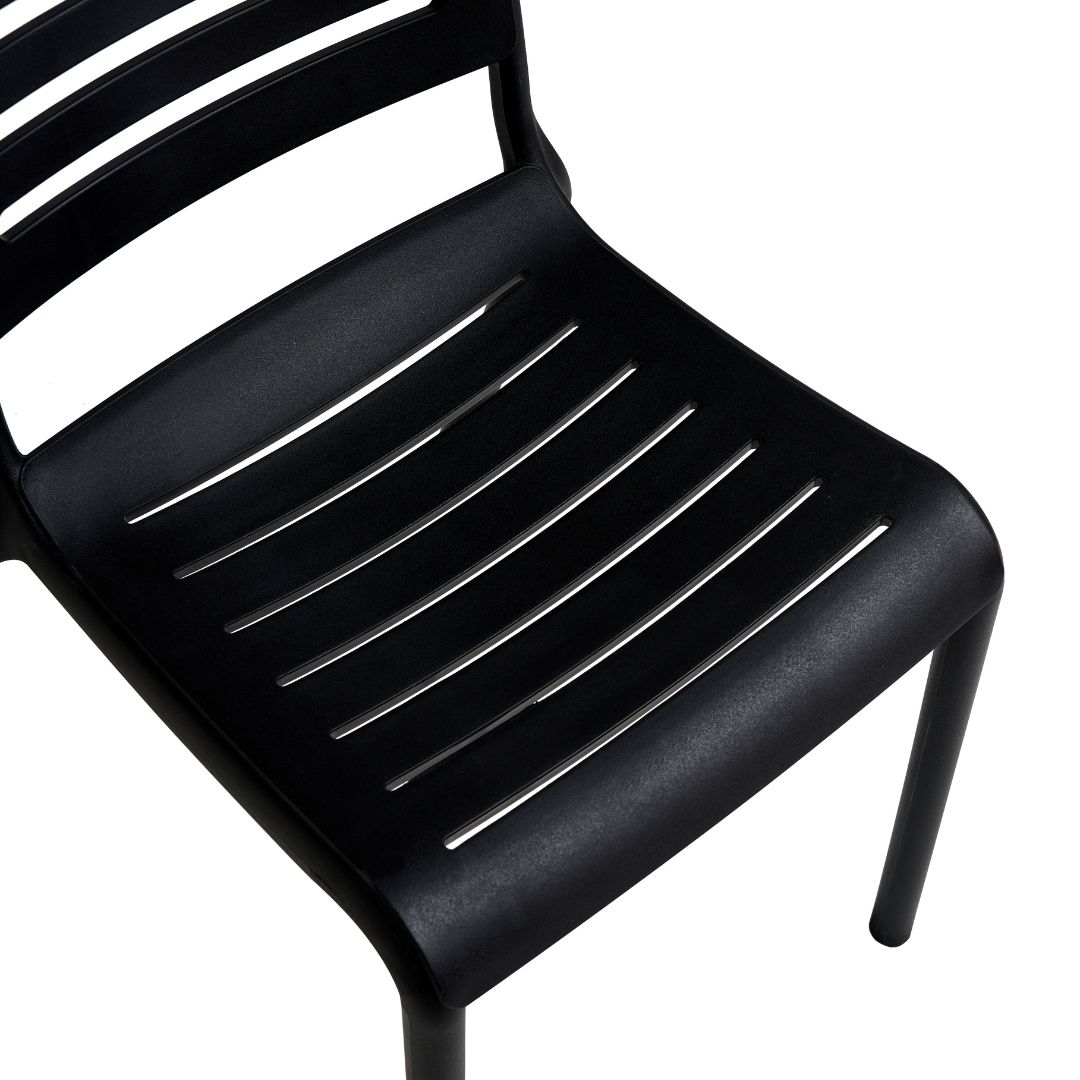 Black Stackable Plastic Dining Chair - Armless, Space-Saving & Durable