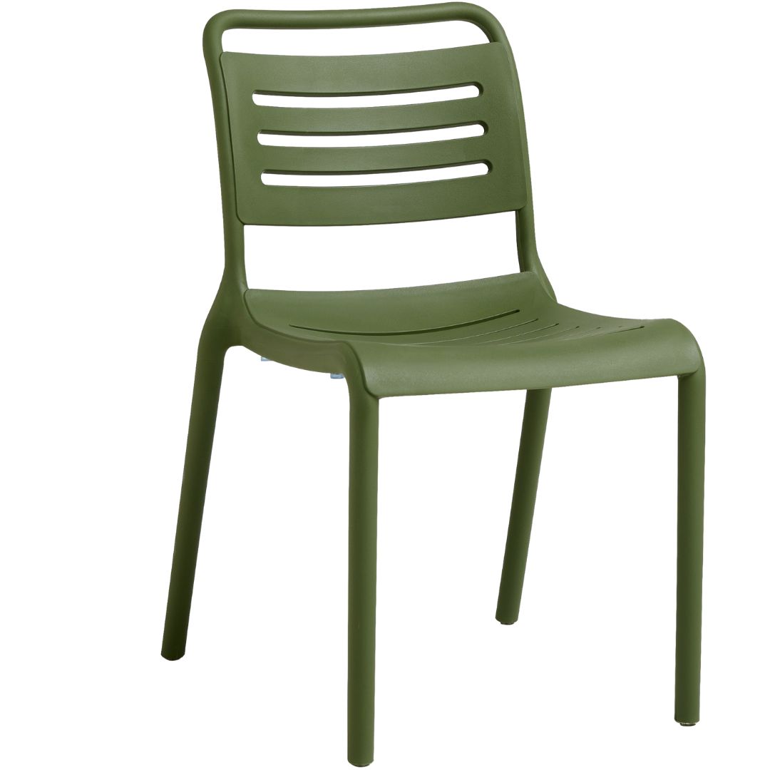 Olive Green Stackable Plastic Dining Chair - Armless, Space-Saving & Heavy-Duty