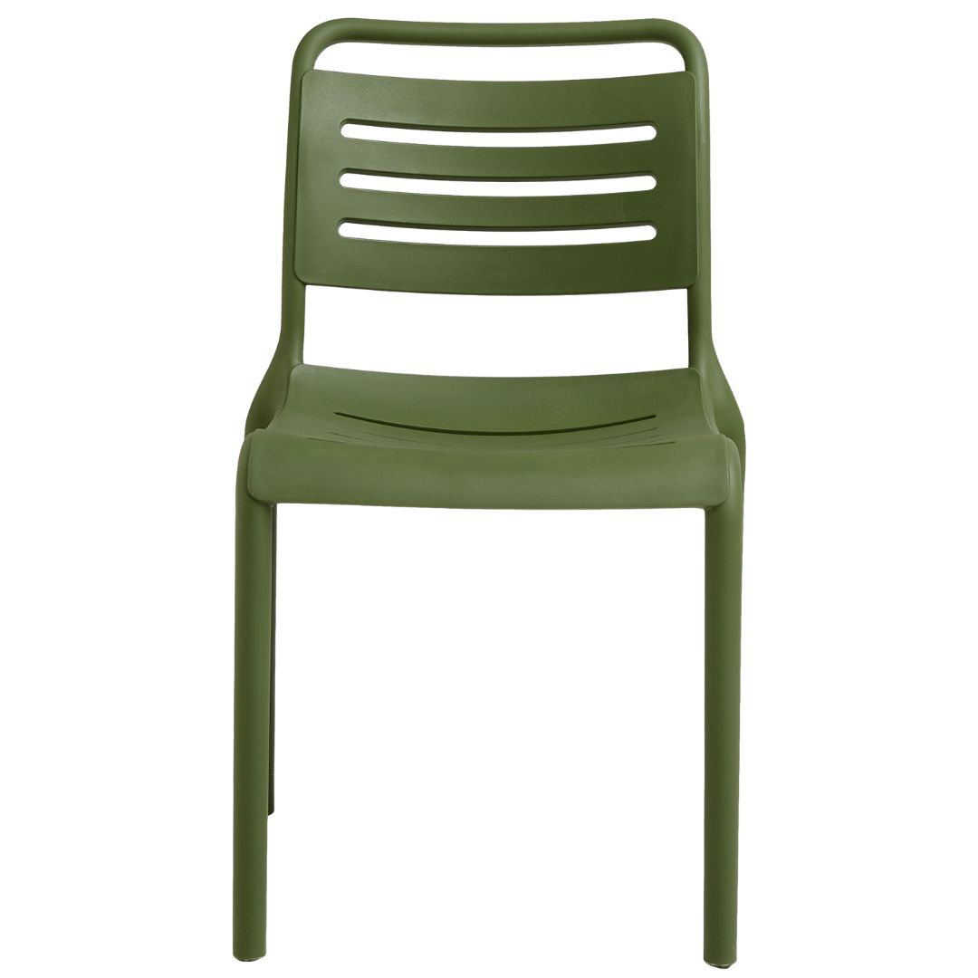 Olive Green Stackable Plastic Dining Chair - Armless, Space-Saving & Heavy-Duty
