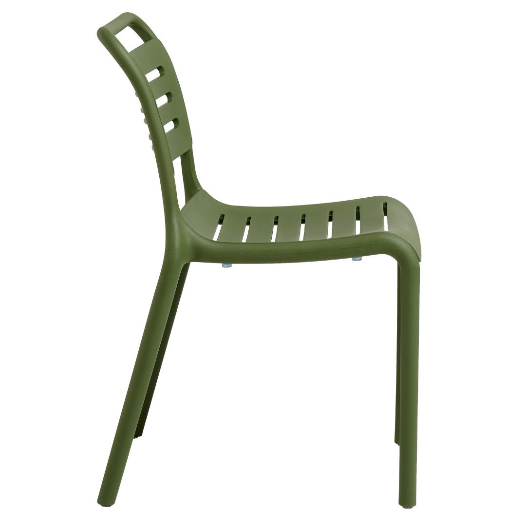 Olive Green Stackable Plastic Dining Chair - Armless, Space-Saving & Heavy-Duty